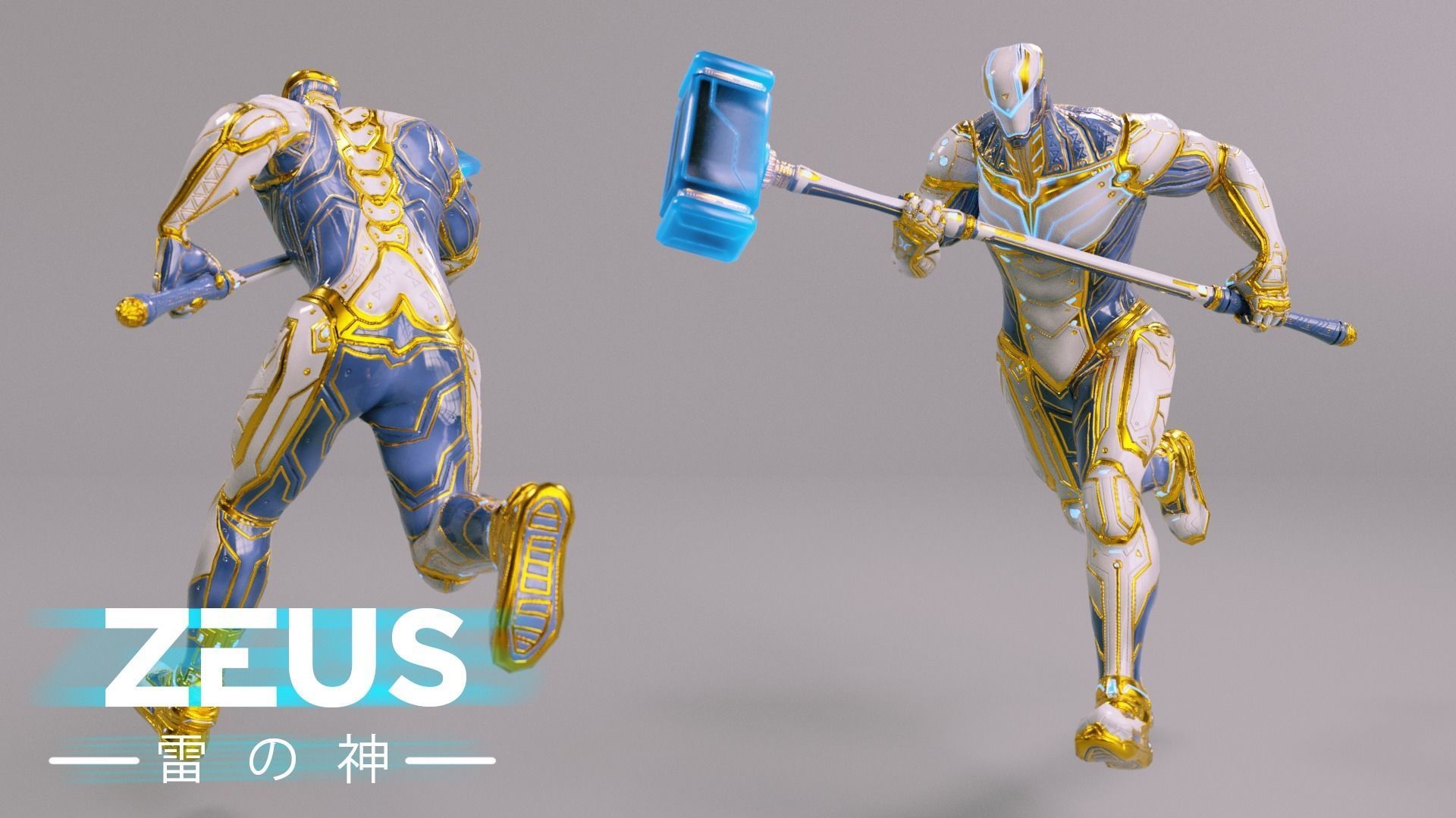 LOW POLY ROBOT - ZEUS GOD OF SKY - THE TRINITY  Low-poly 3D model_10
