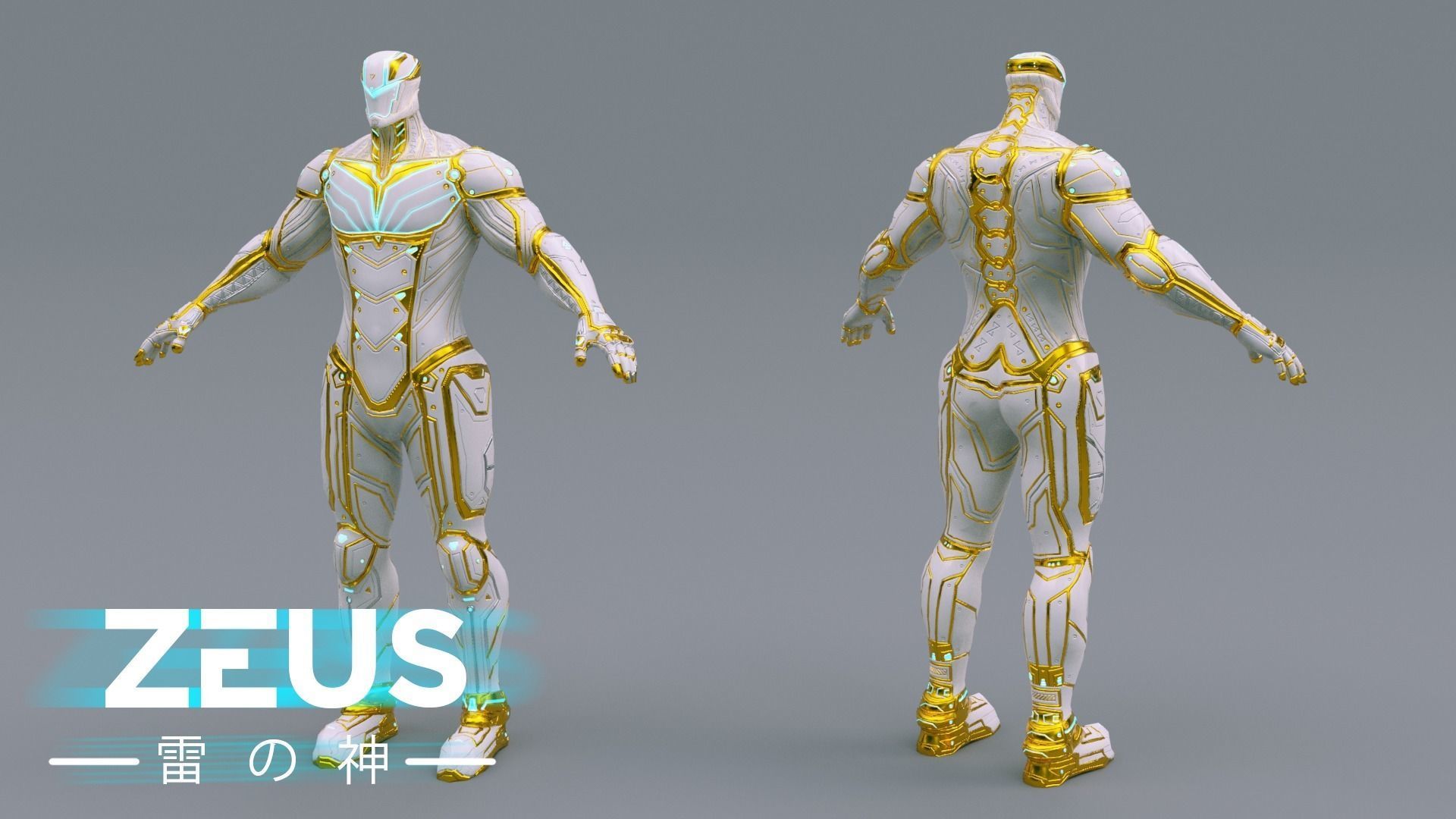 LOW POLY ROBOT - ZEUS GOD OF SKY - THE TRINITY  Low-poly 3D model_17
