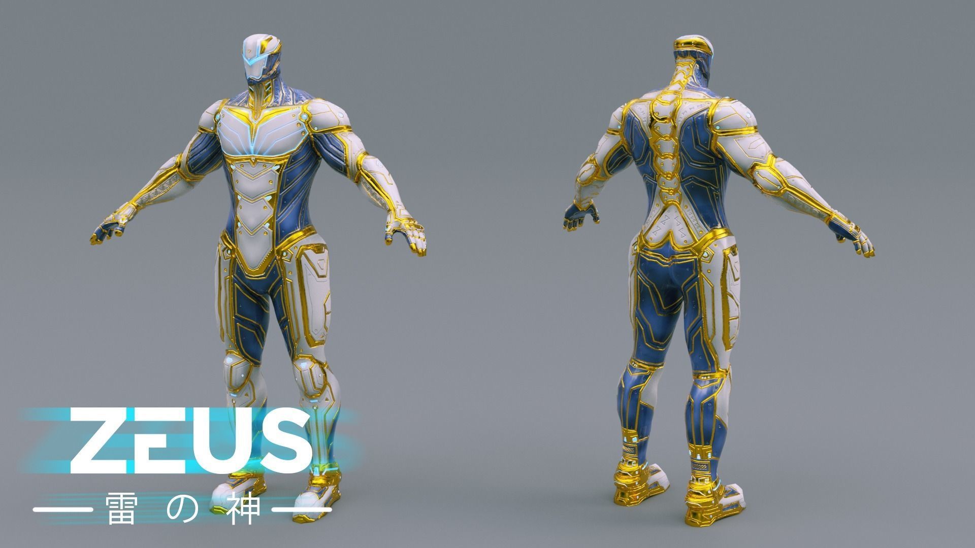 LOW POLY ROBOT - ZEUS GOD OF SKY - THE TRINITY  Low-poly 3D model_15