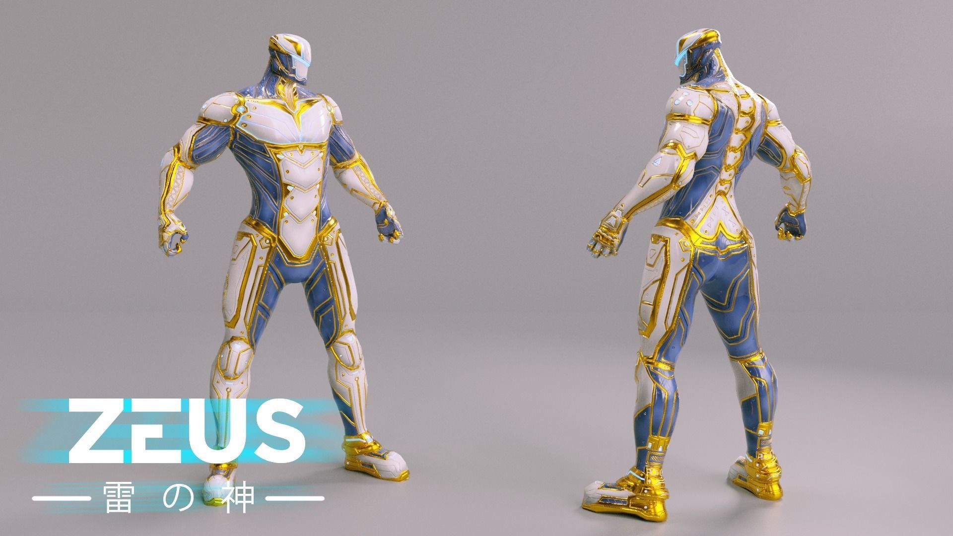 LOW POLY ROBOT - ZEUS GOD OF SKY - THE TRINITY  Low-poly 3D model_11