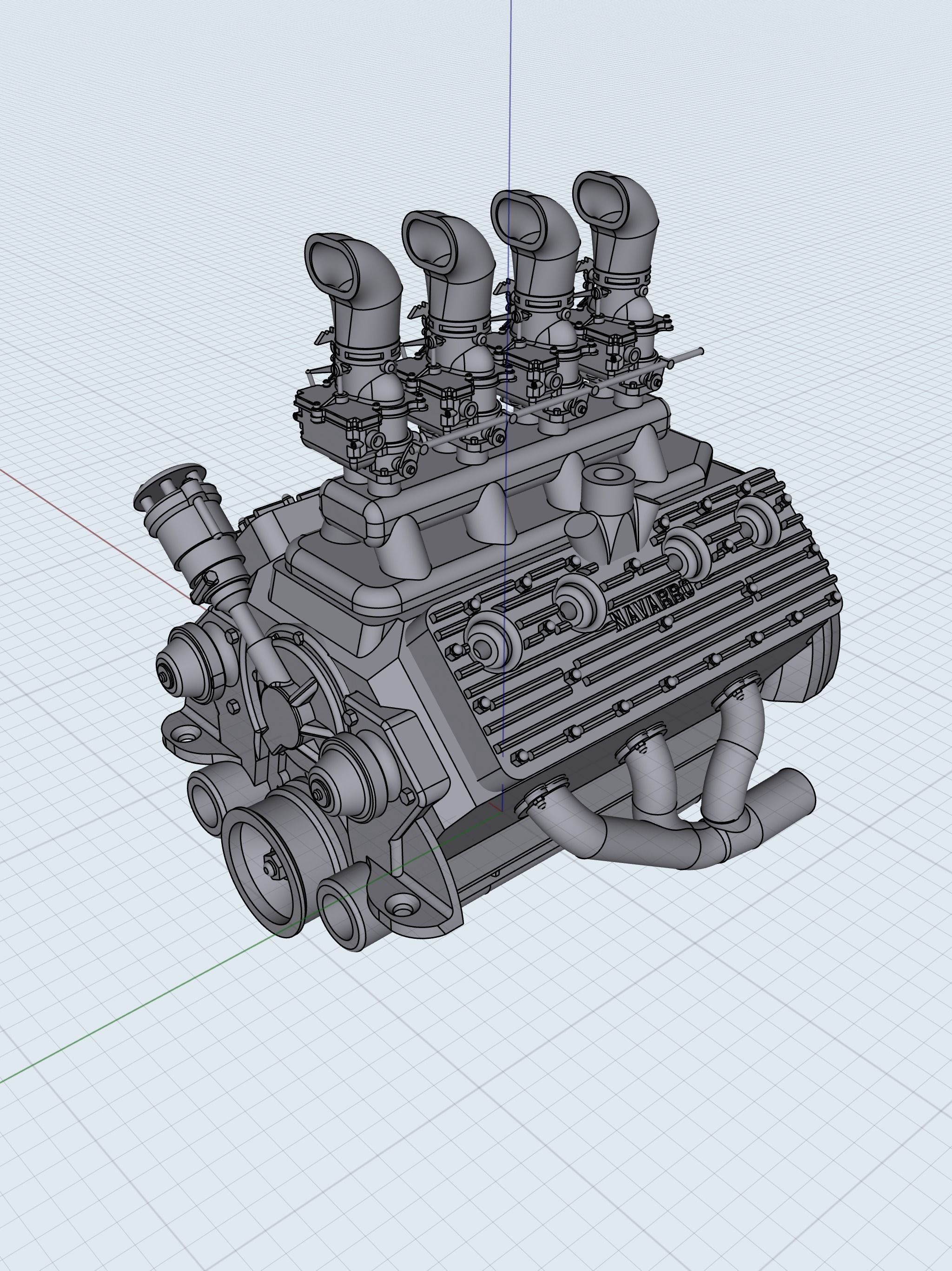 HOTROD Flathead engine 3 versions Frenzel Supercharged set 3D print model_15