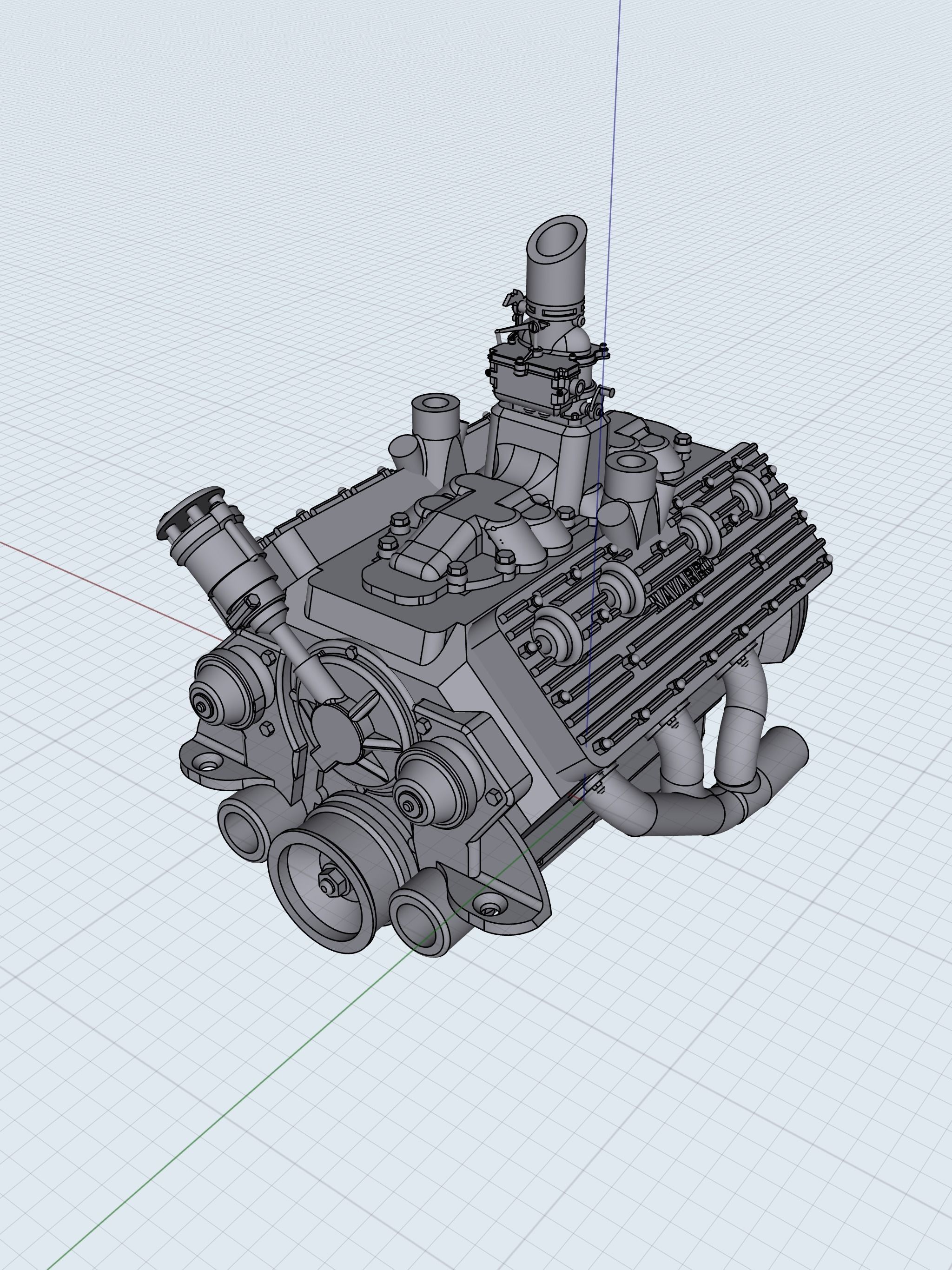 HOTROD Flathead engine 3 versions Frenzel Supercharged set 3D print model_12