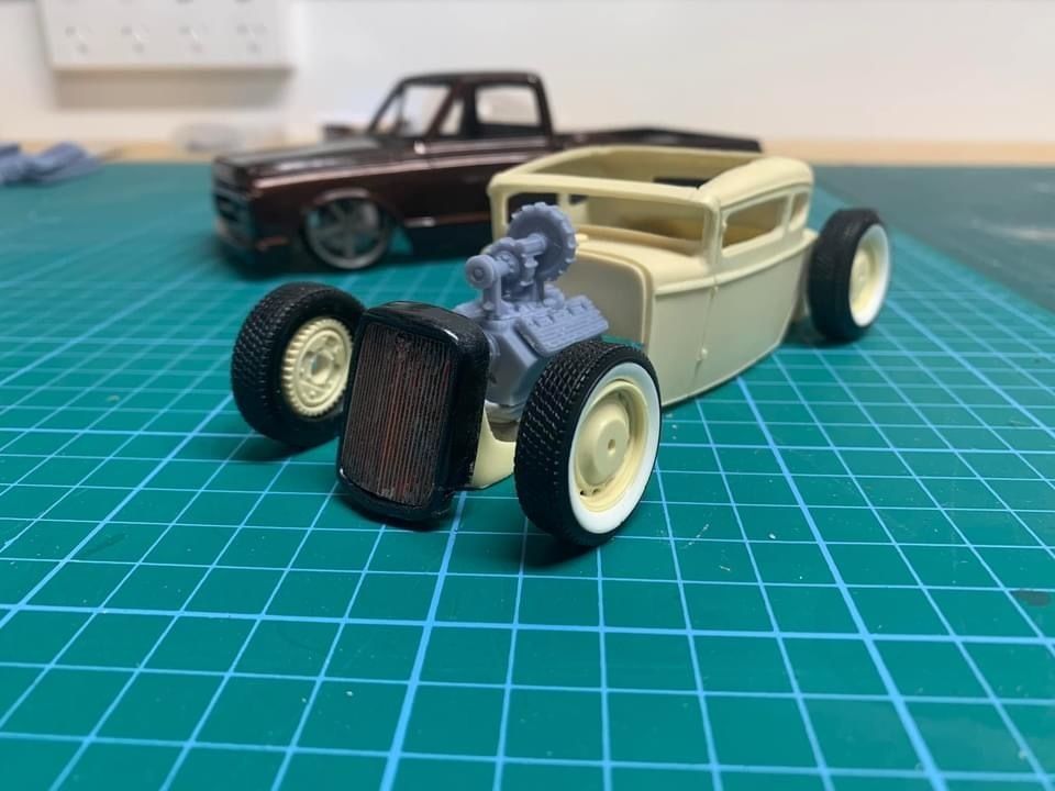 HOTROD Flathead engine 3 versions Frenzel Supercharged set 3D print model_3