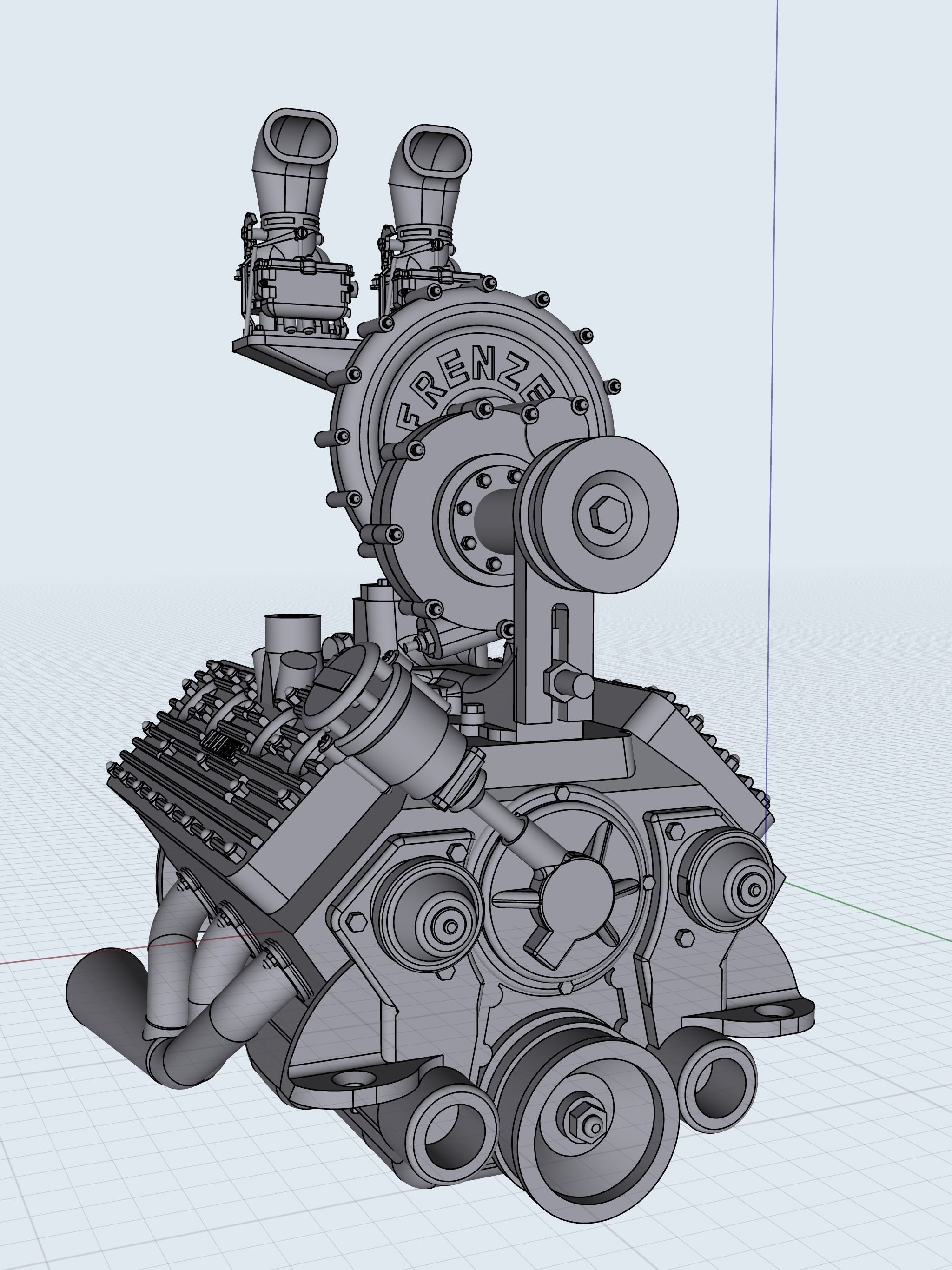 HOTROD Flathead engine 3 versions Frenzel Supercharged set 3D print model_6