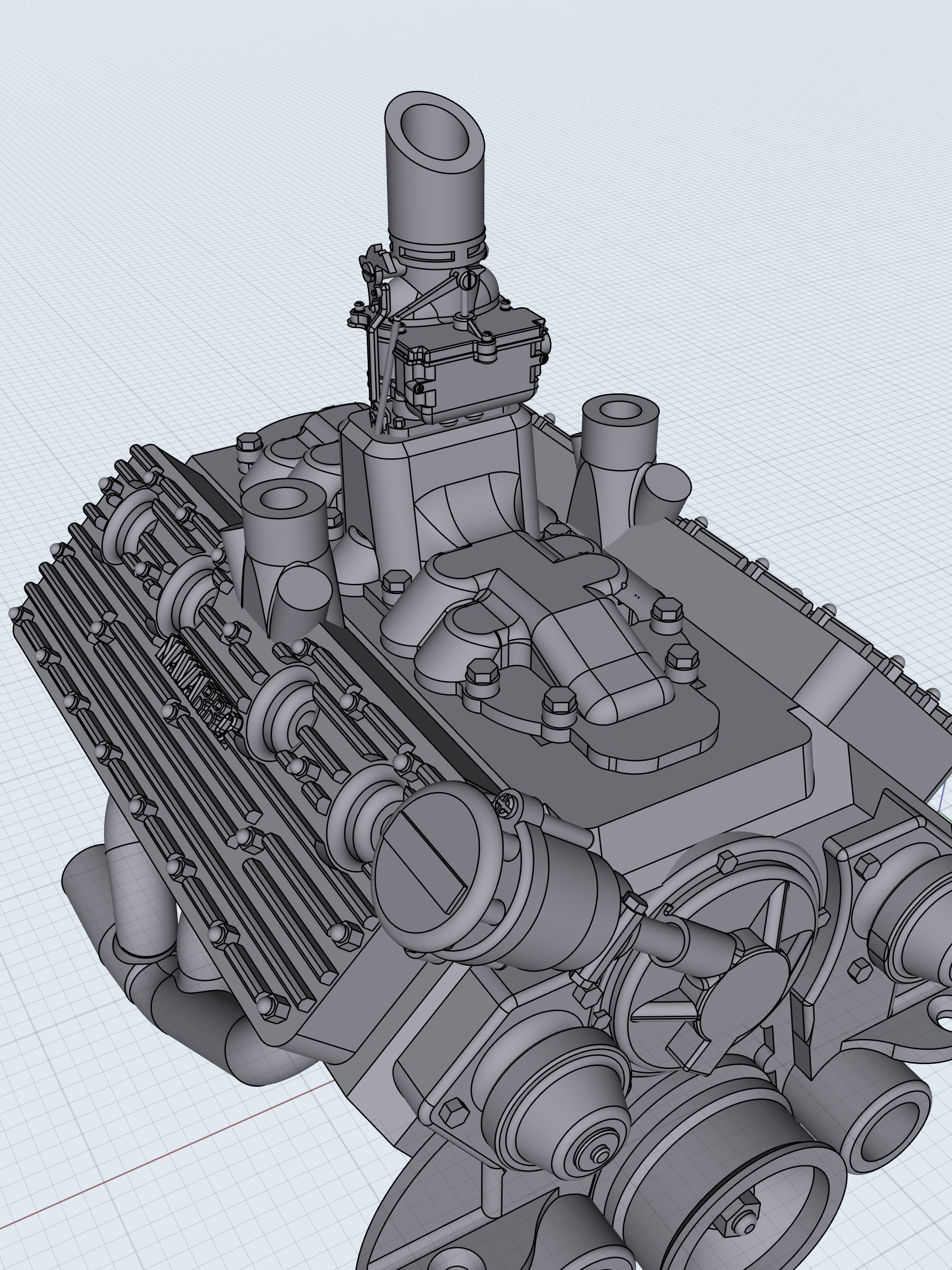 HOTROD Flathead engine 3 versions Frenzel Supercharged set 3D print model_14