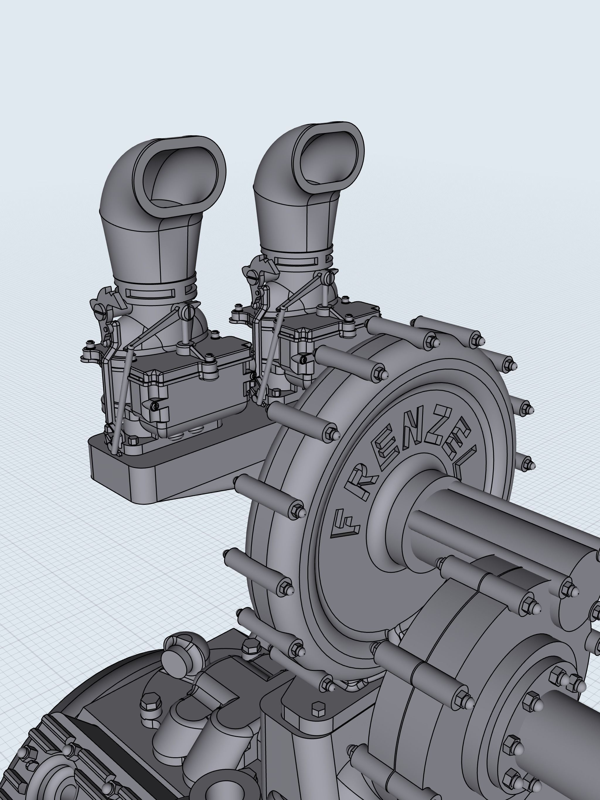 HOTROD Flathead engine 3 versions Frenzel Supercharged set 3D print model_11