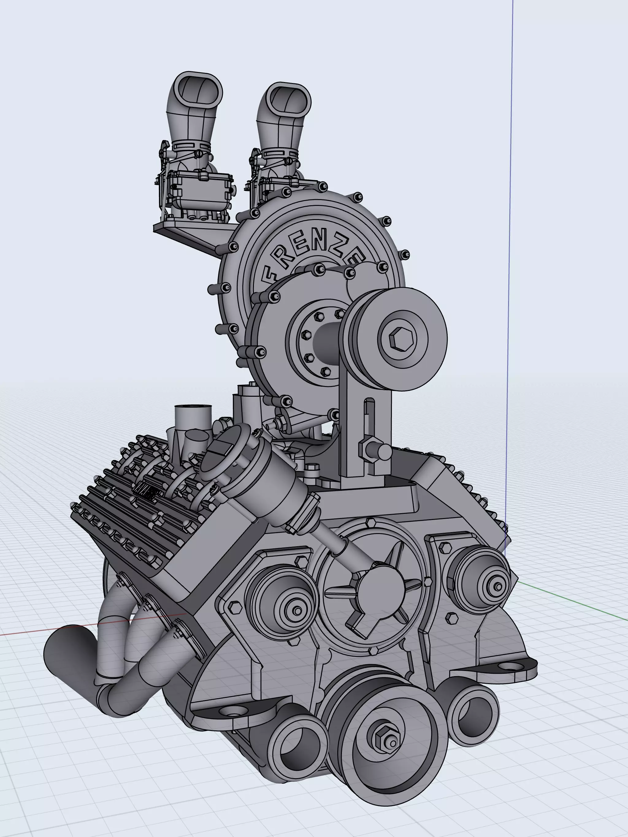 HOTROD Frenzel Supercharger for Flathead engine with intake 3D print model_0