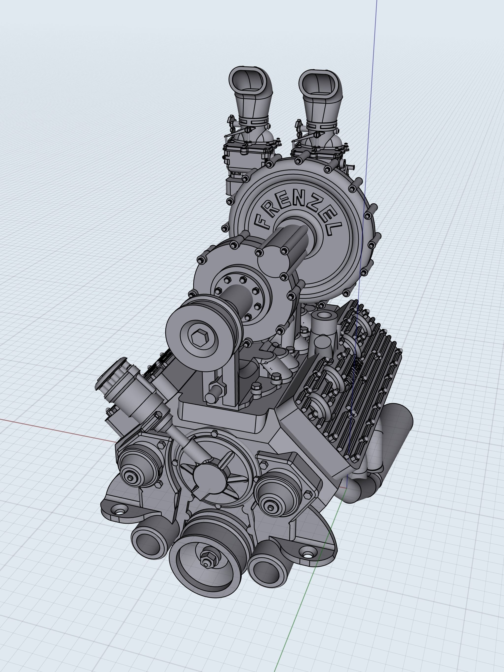 HOTROD Frenzel Supercharger for Flathead engine with intake 3D print model_1