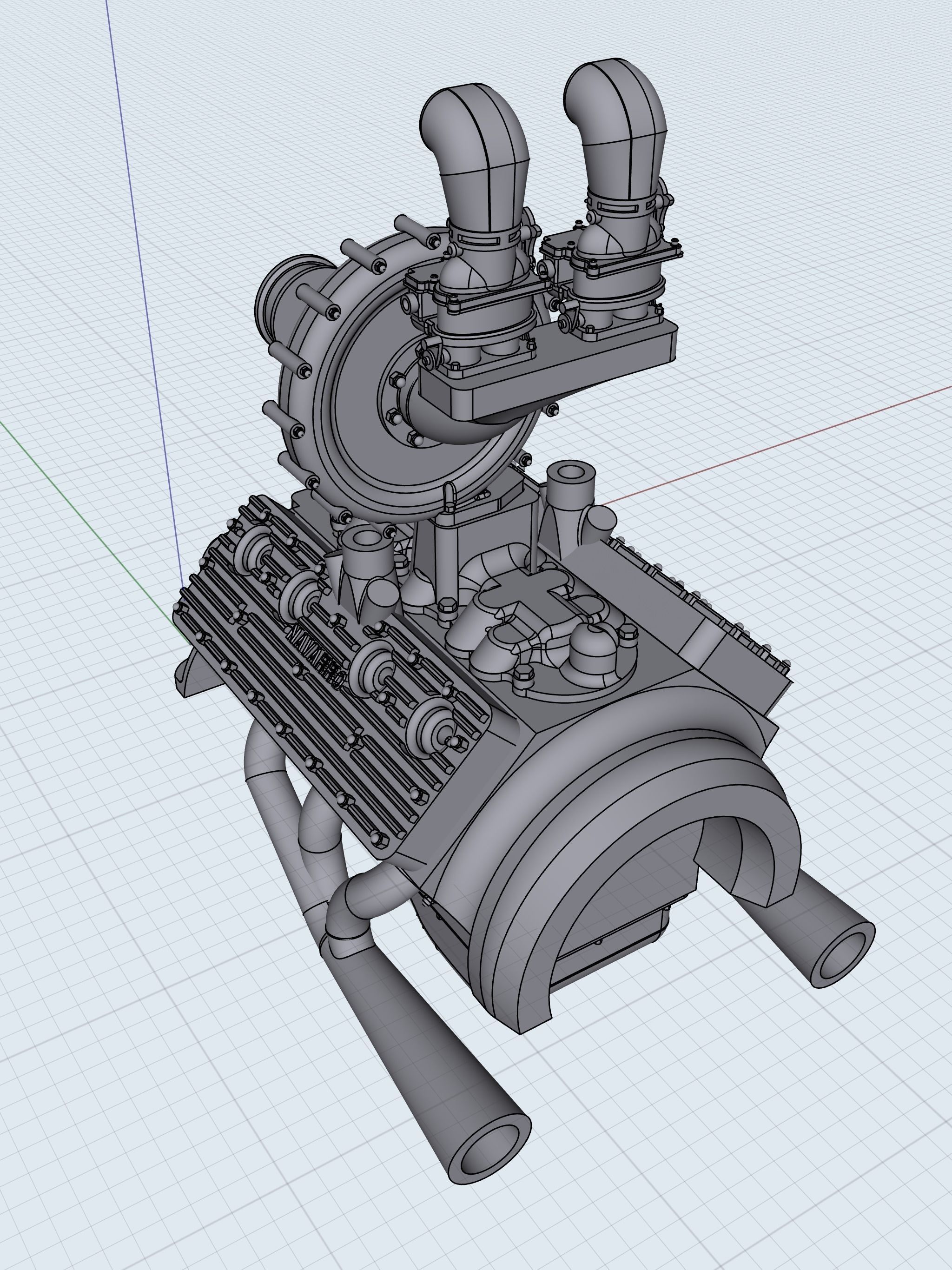 HOTROD Frenzel Supercharger for Flathead engine with intake 3D print model_3