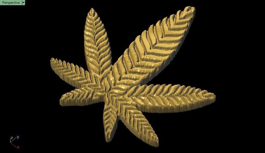 marijuana gold leaf 3D print model_8