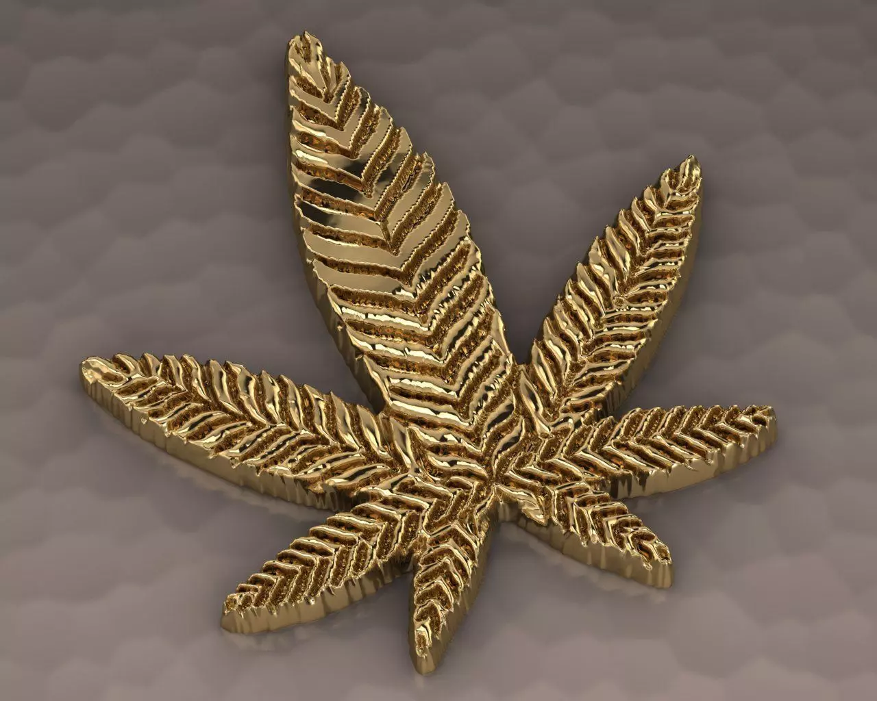 marijuana gold leaf 3D print model_0
