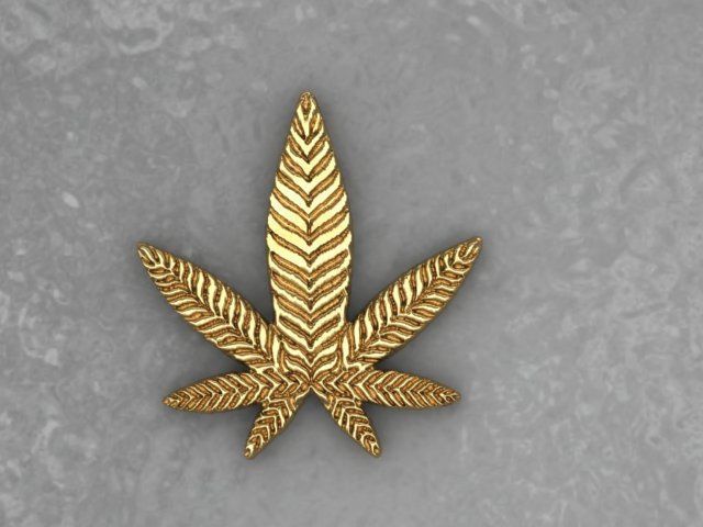 marijuana gold leaf 3D print model_1