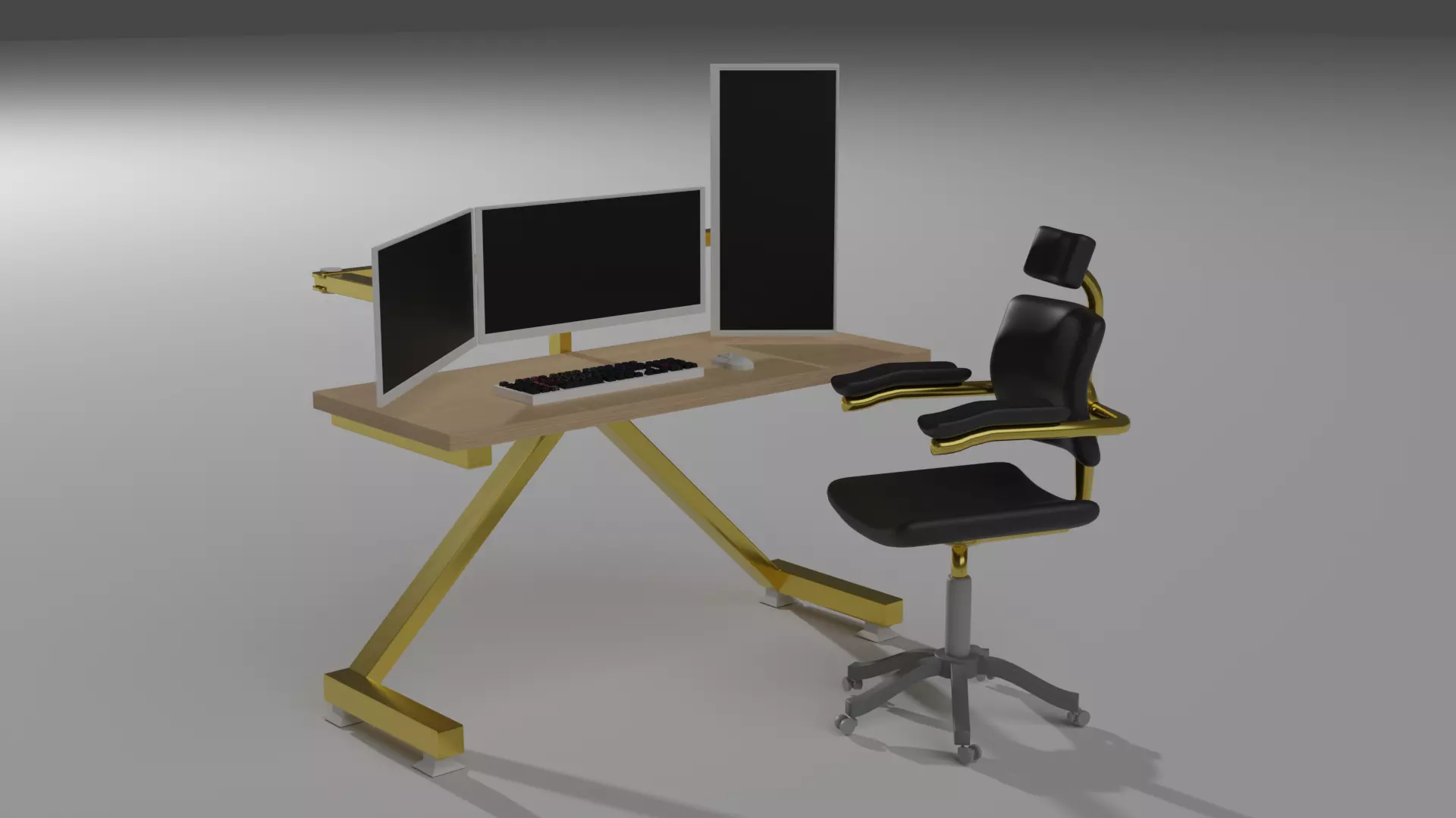 computer on the table Free low-poly 3D model_0