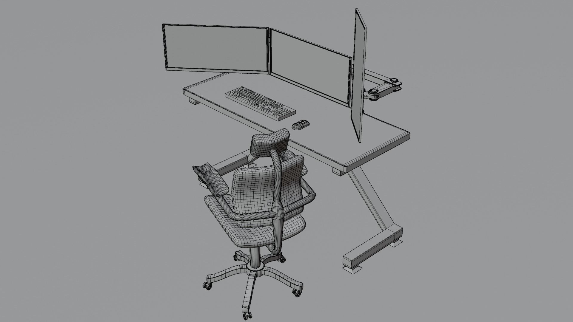 computer on the table Free low-poly 3D model_9