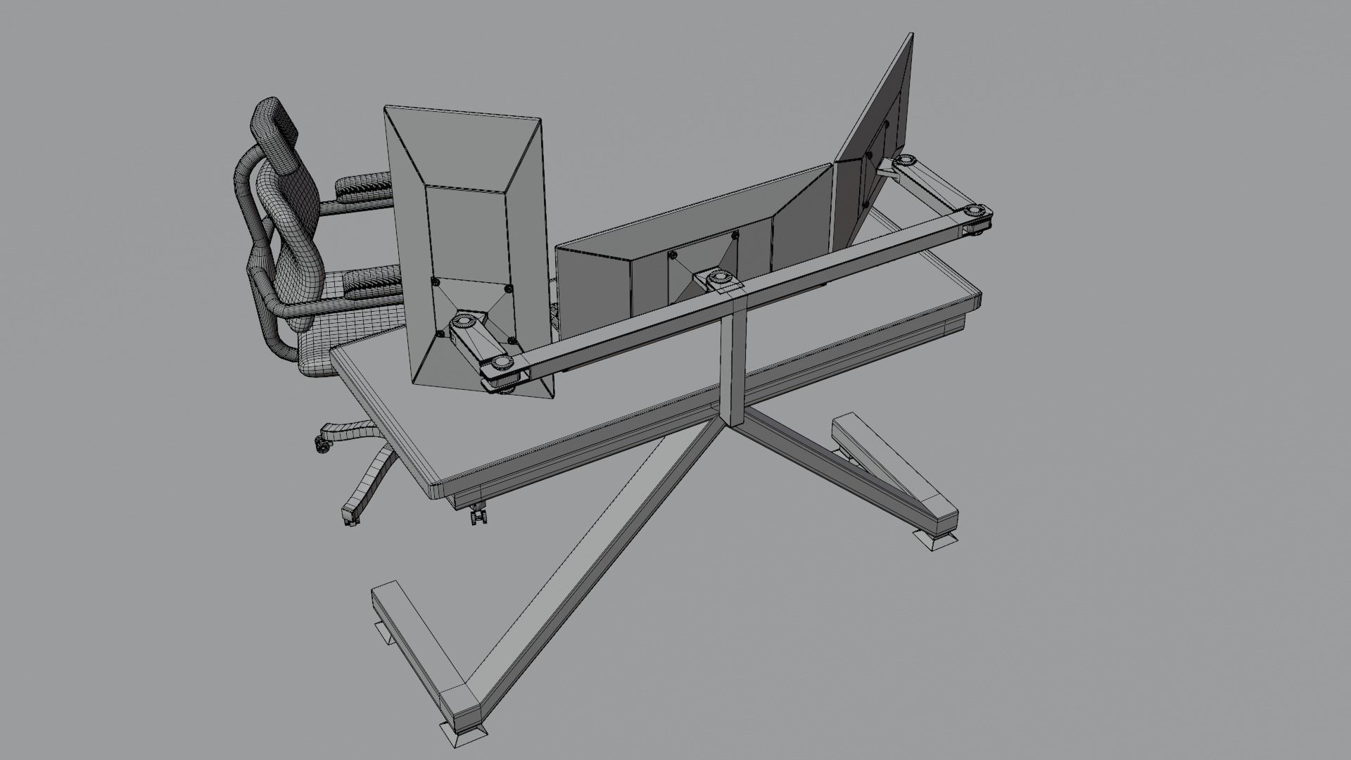 computer on the table Free low-poly 3D model_7