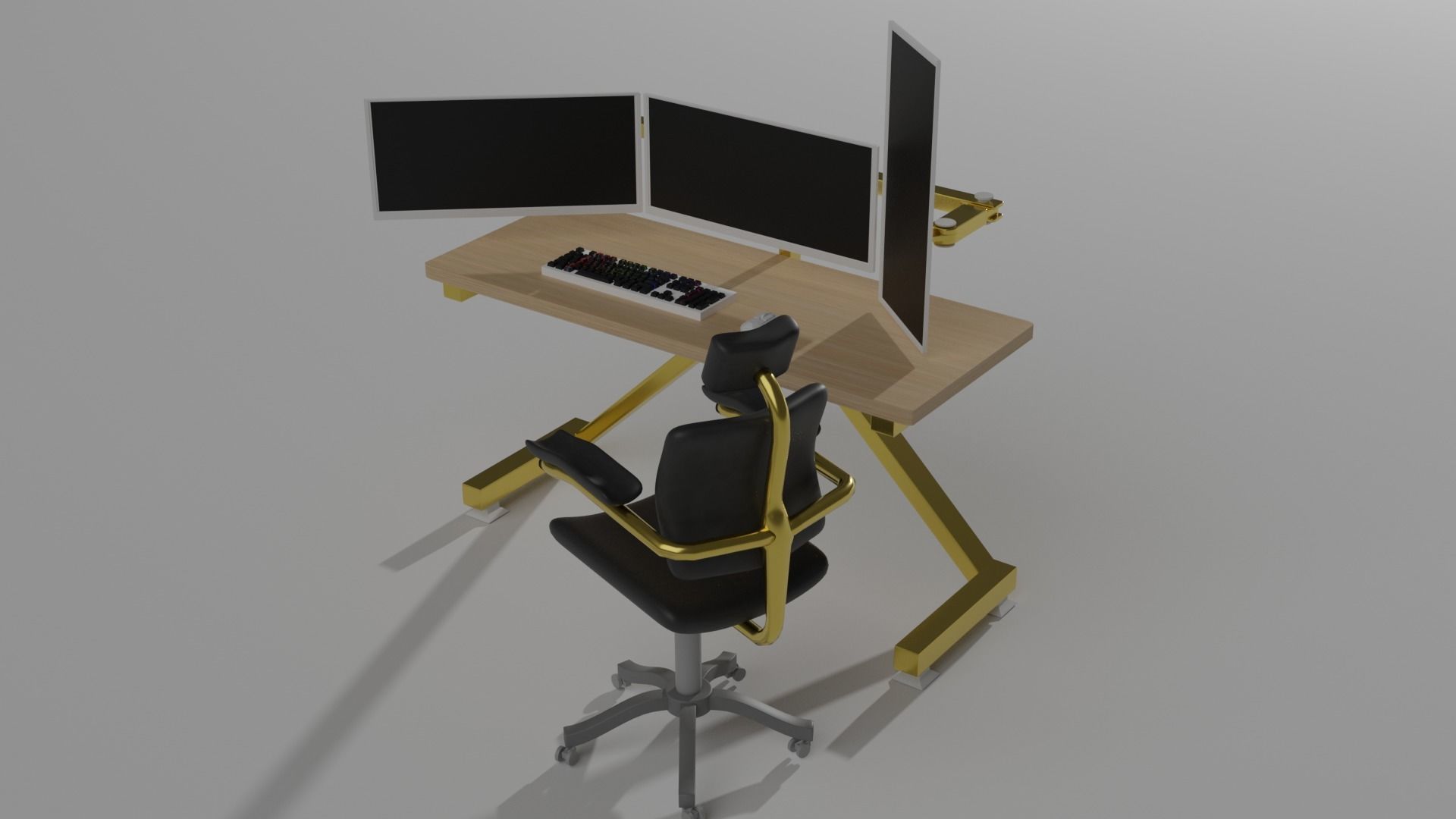 computer on the table Free low-poly 3D model_8