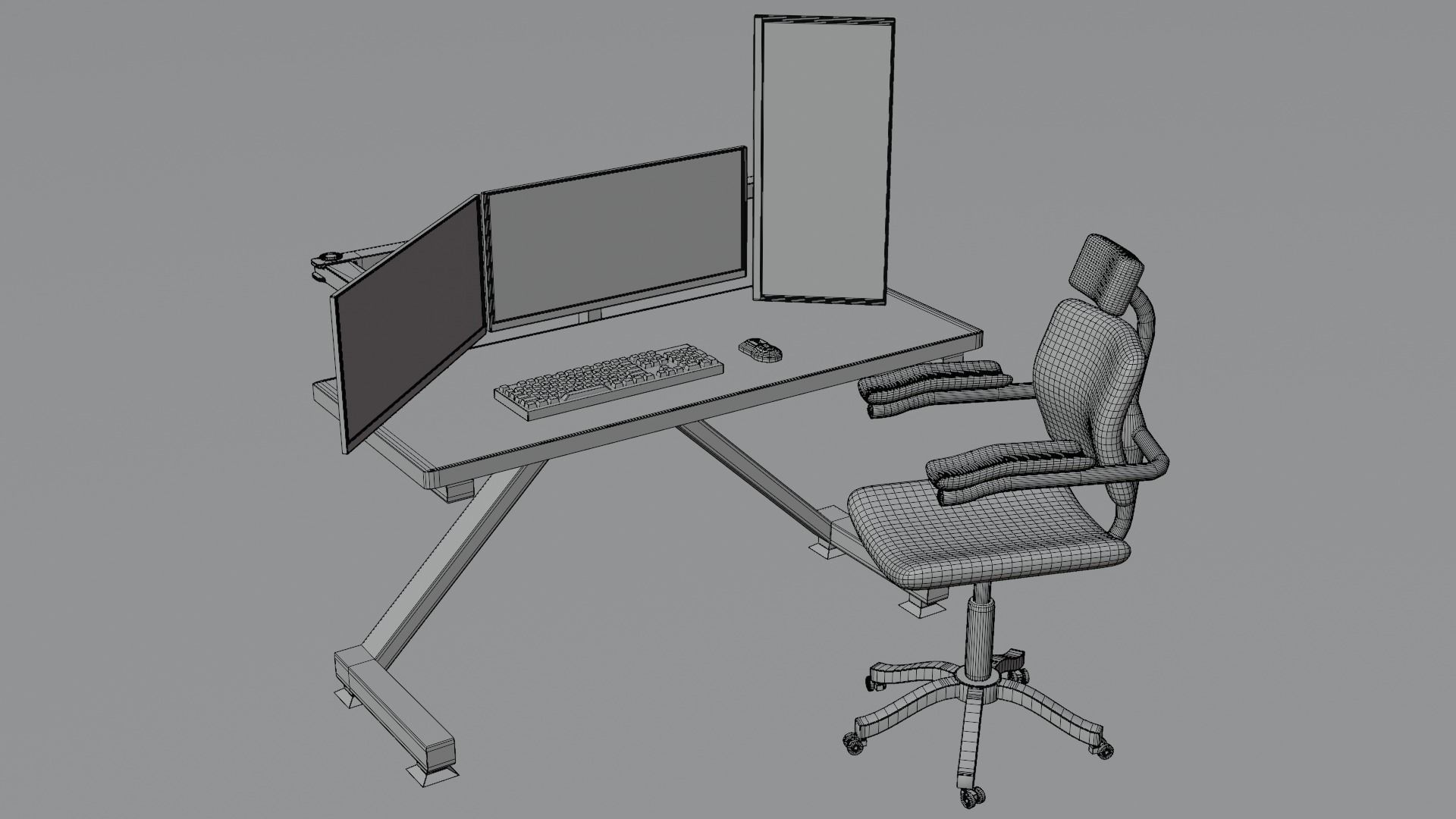 computer on the table Free low-poly 3D model_1