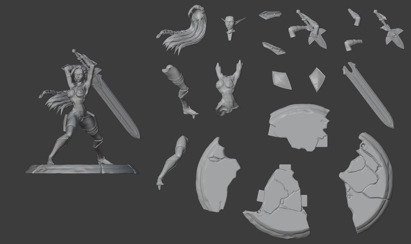 Night Elf Woman Warrior 3D print model_4