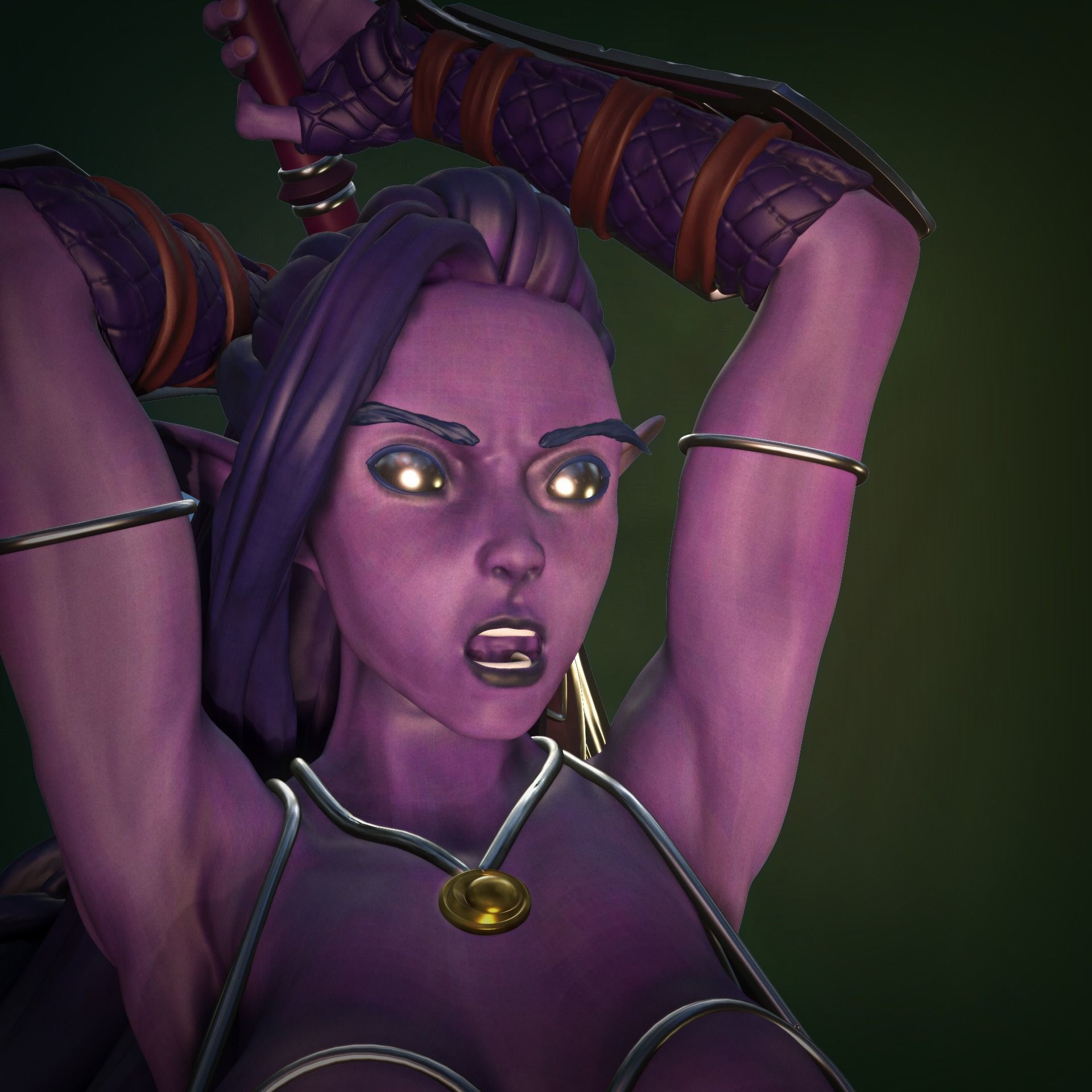 Night Elf Woman Warrior 3D print model_2