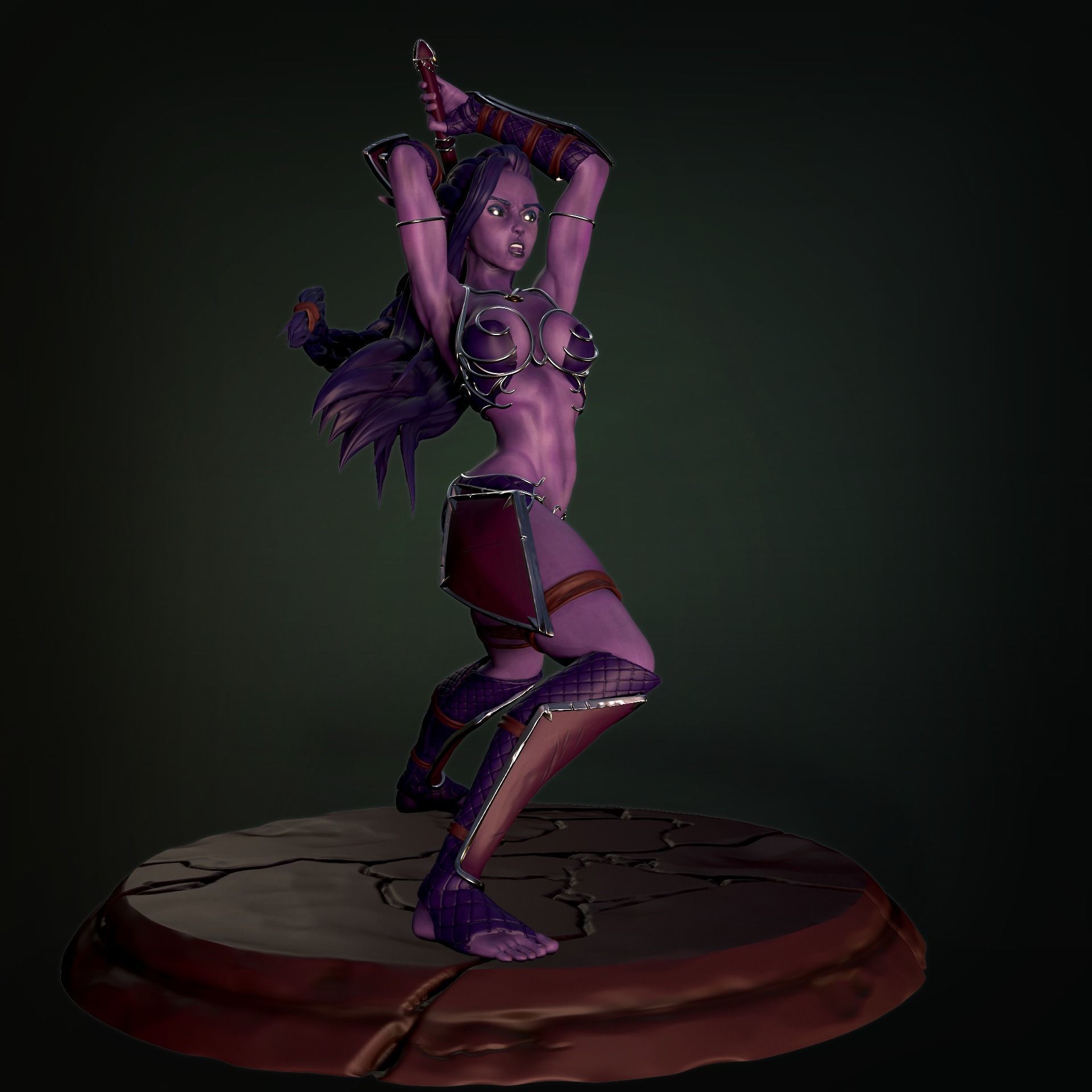 Night Elf Woman Warrior 3D print model_1