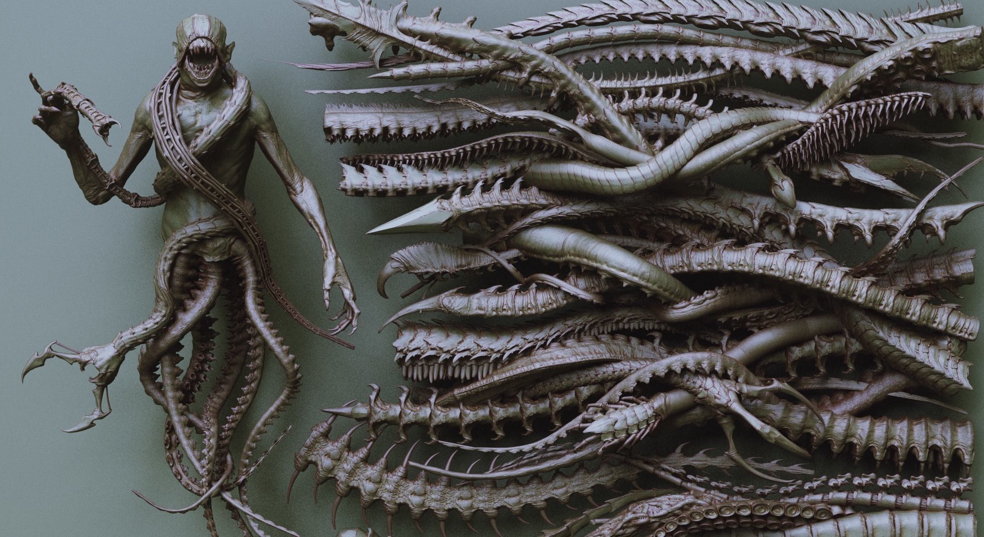 TENTACLES - 40 types in ZBrush brushes and OBJs 3D model_46