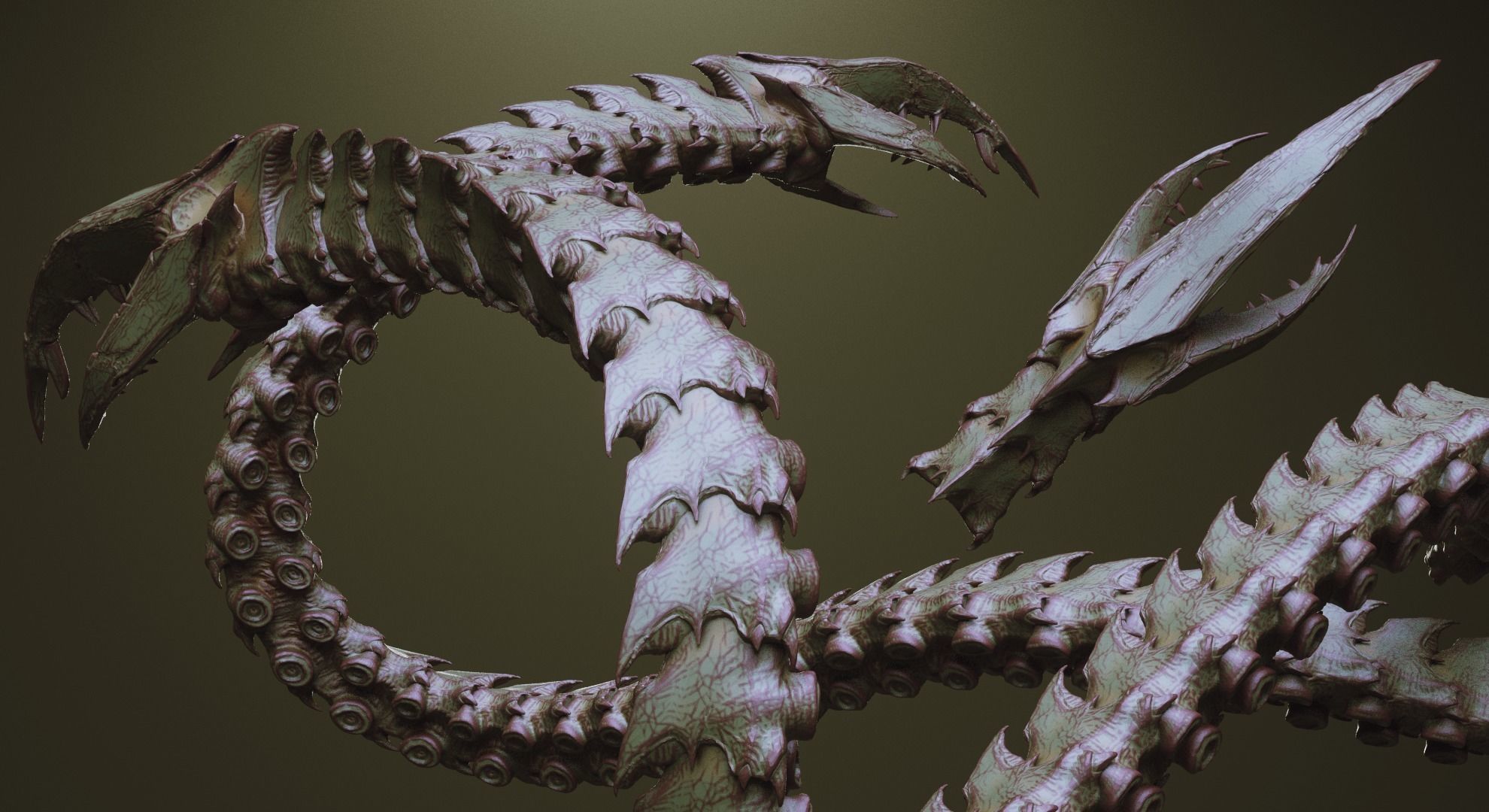 TENTACLES - 40 types in ZBrush brushes and OBJs 3D model_10