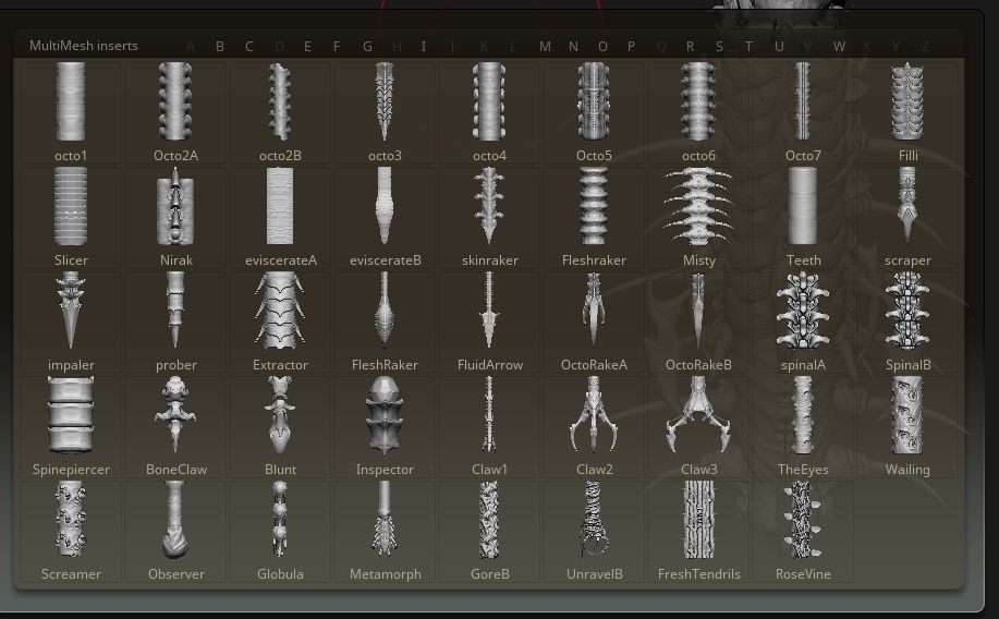TENTACLES - 40 types in ZBrush brushes and OBJs 3D model_48