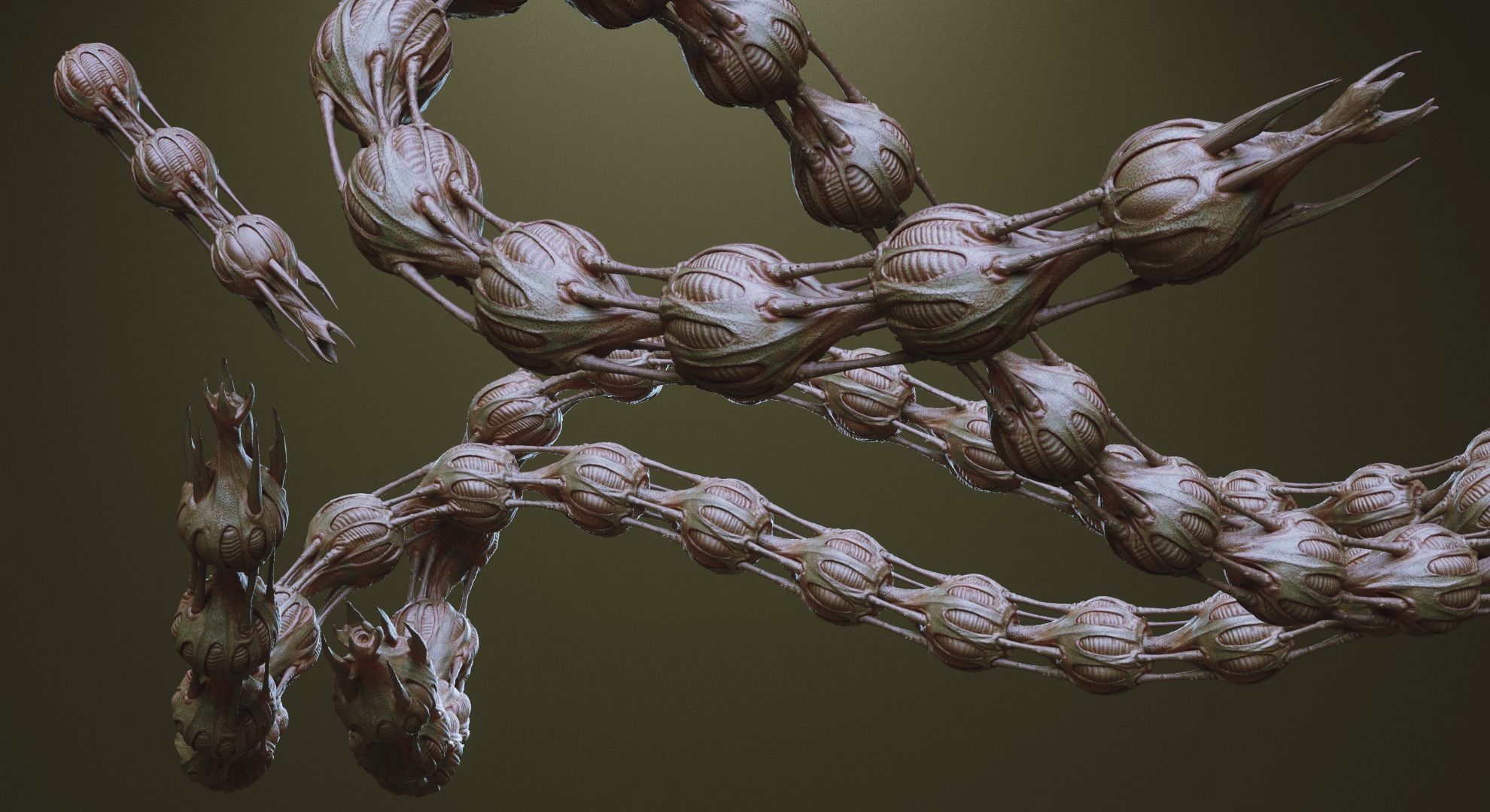 TENTACLES - 40 types in ZBrush brushes and OBJs 3D model_22