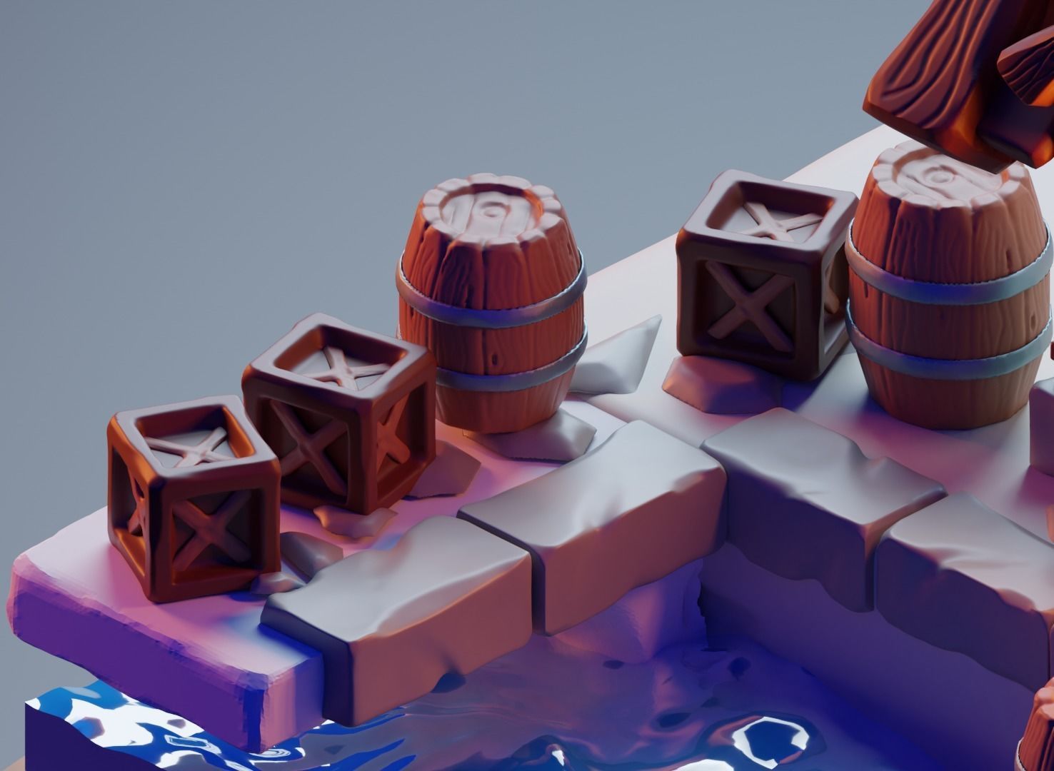 low poly Gameasset2 lego house with barrels 3D model_3