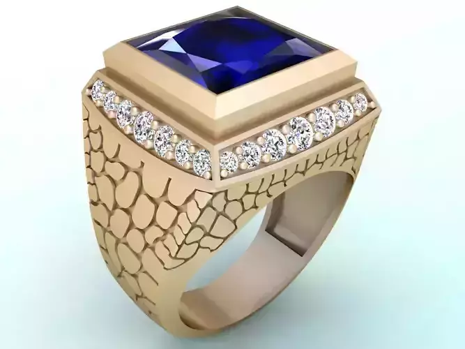 Square stone ring - Snake skin ring - N939