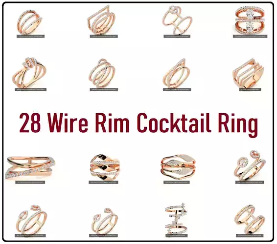 28 Wire Mesh High Jewelry Cocktail Ring 3dm stl renders 3D Model Collection