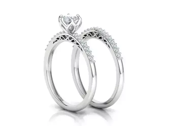Solitaire Ring 5mm Stone and Match Ring Bridal Set 3dmodels