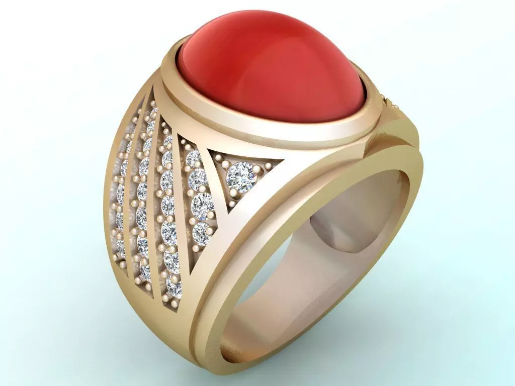 Oval stone ring - Mens rings - N576 3D print model