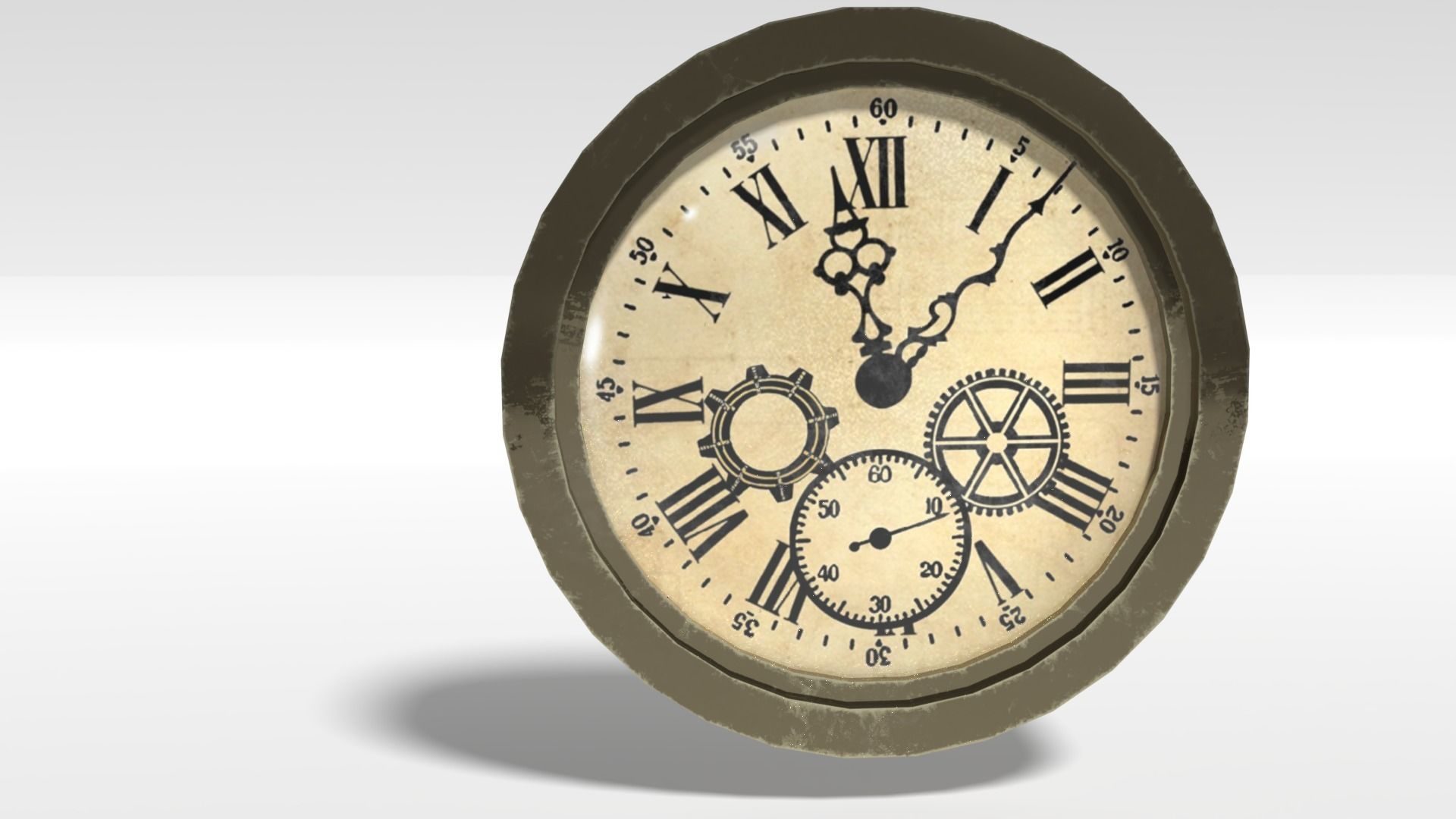 Round Shaped Wall Clock Free low-poly 3D model_2