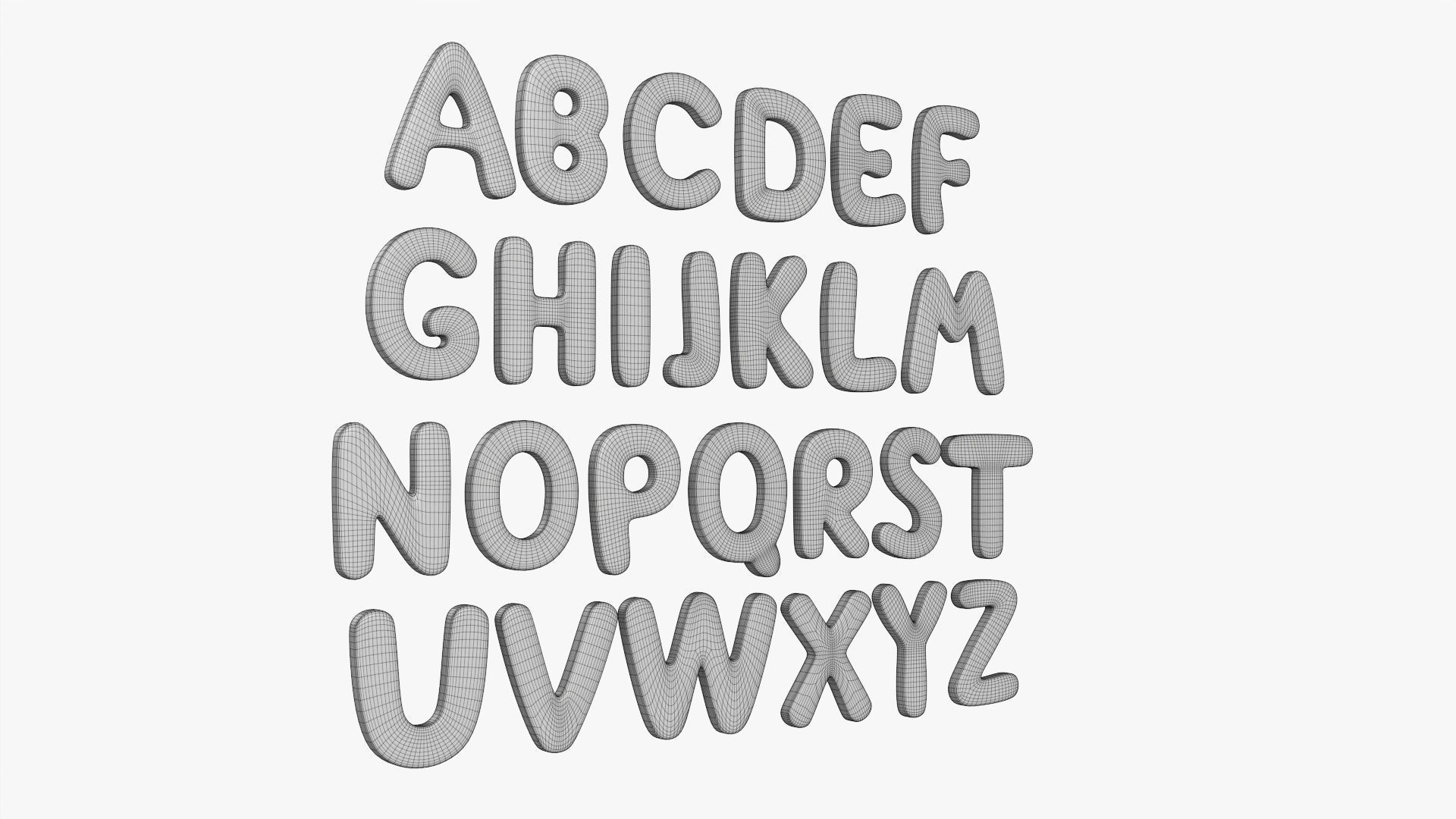 Alphabet letter set 01 3D model_5