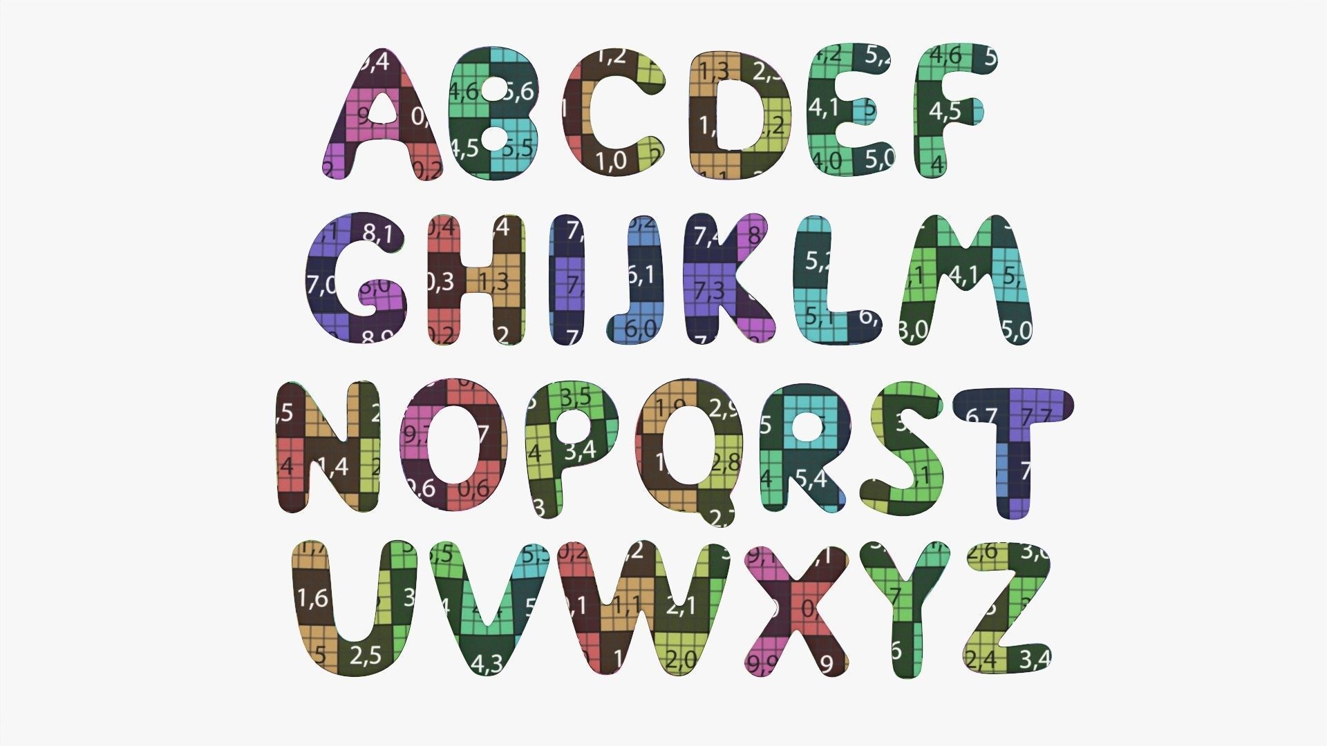 Alphabet letter set 01 3D model_9