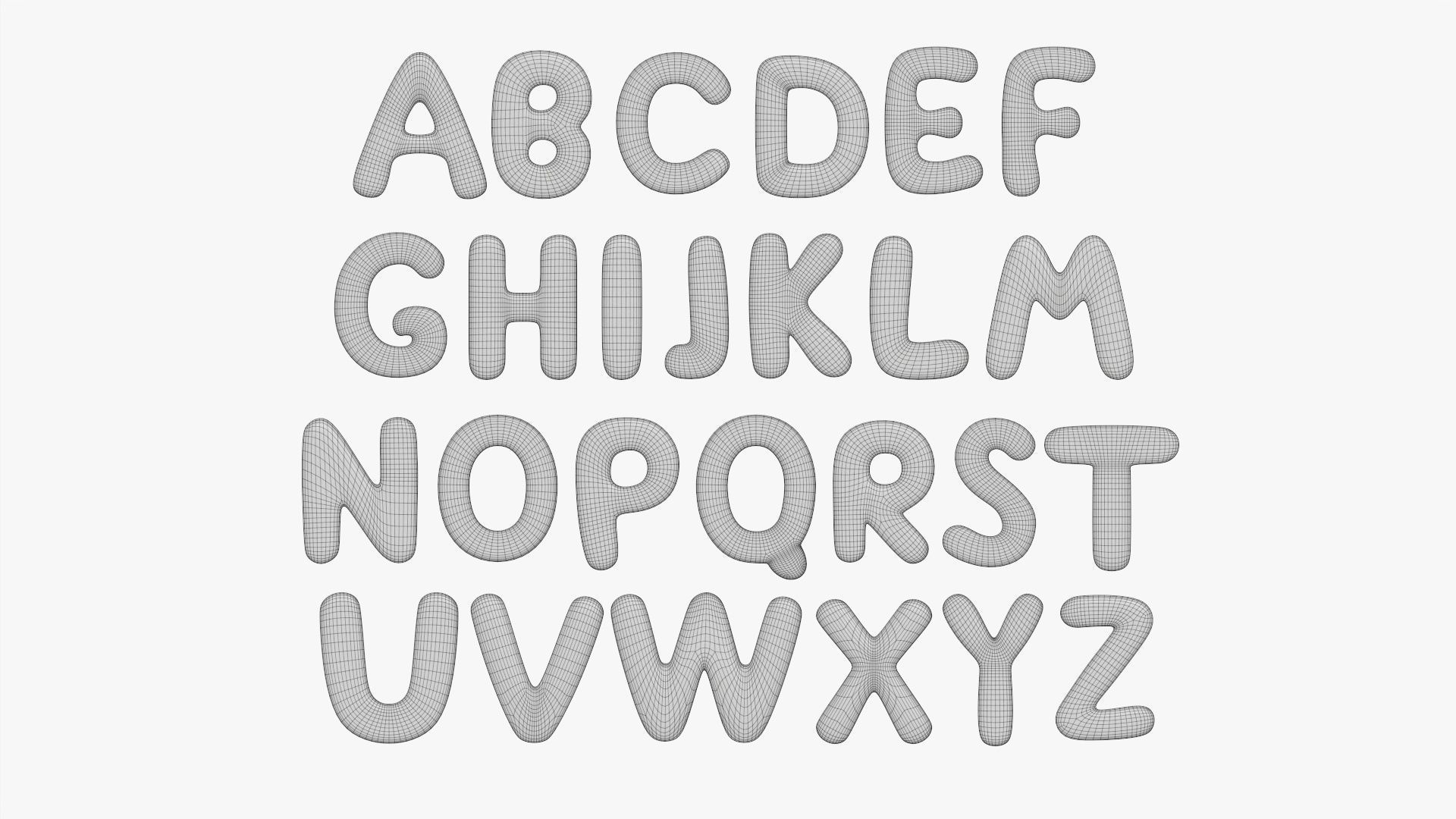 Alphabet letter set 01 3D model_7