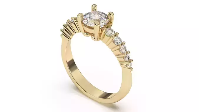 Unique Round Diamonds Engagement Ring