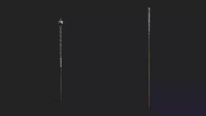 Realistic Medieval Flails Low-poly 3D model