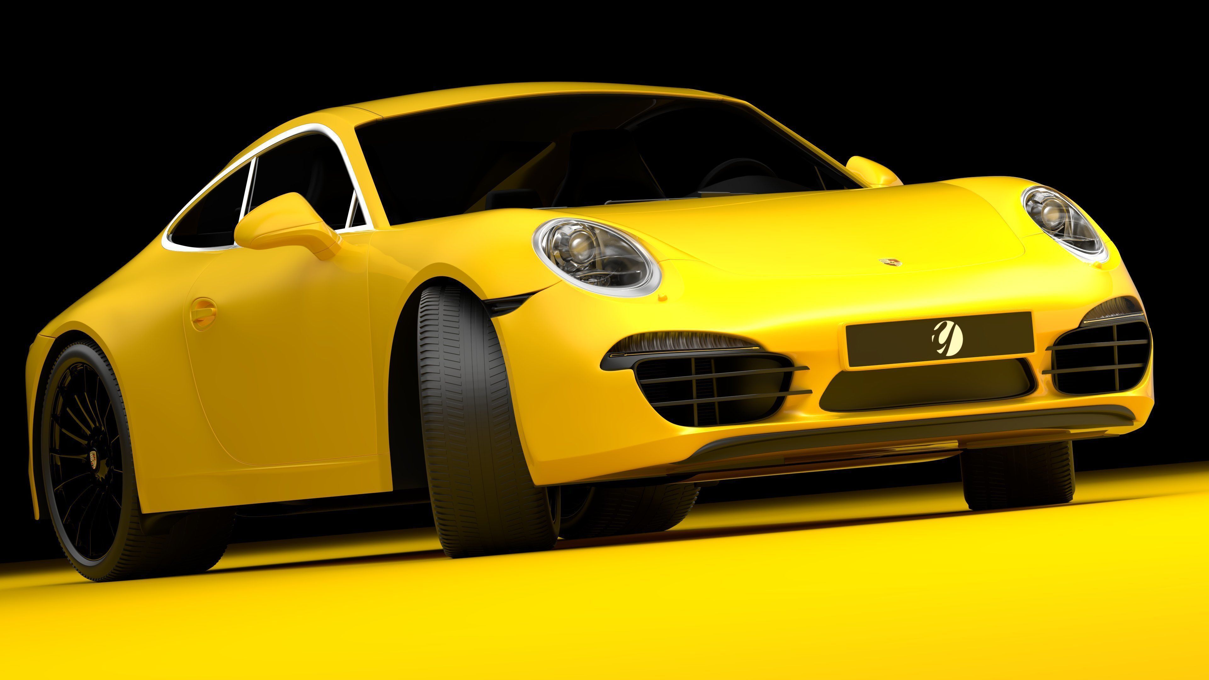 Porsche 911 Yellow 3D model_4