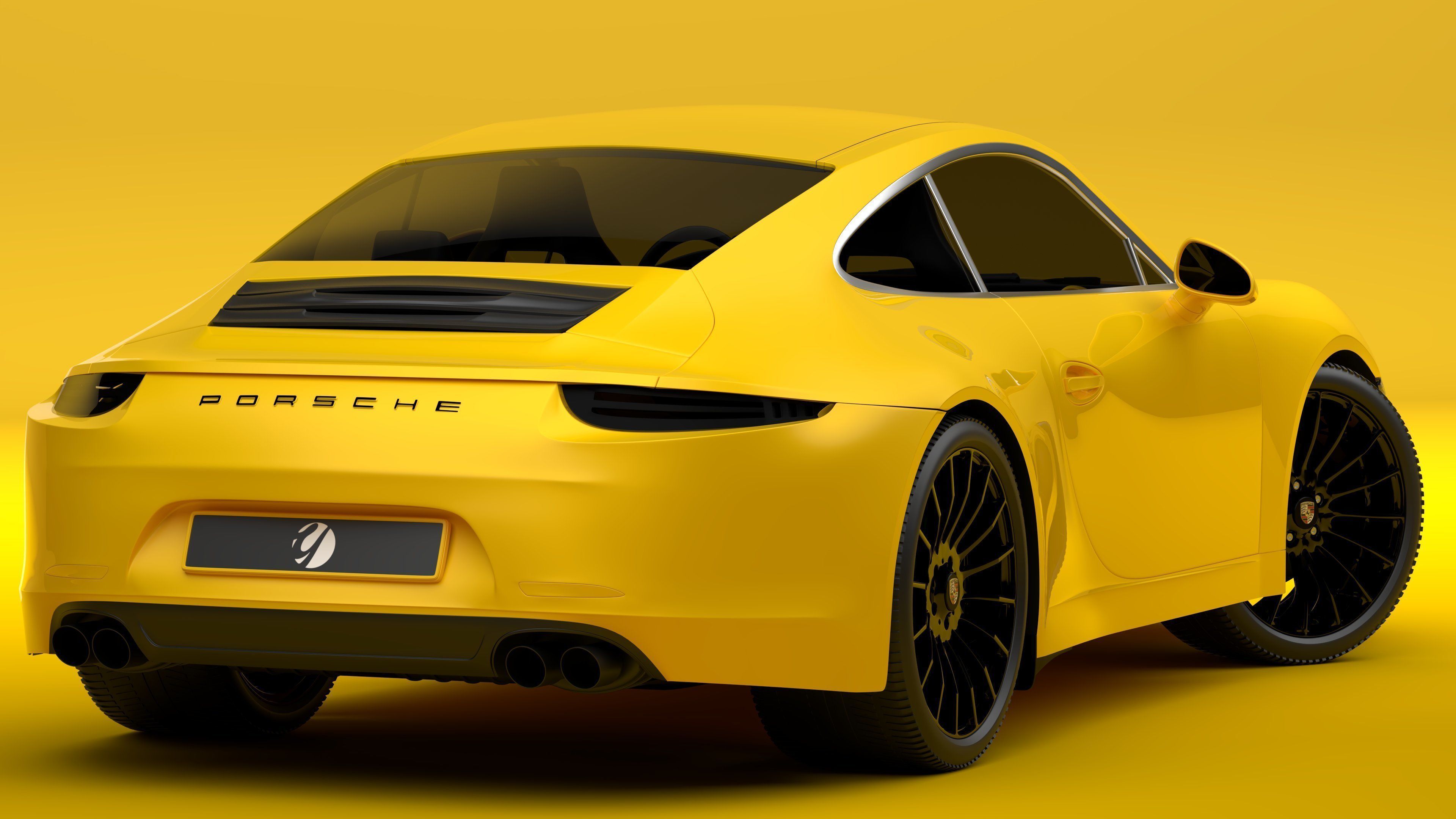 Porsche 911 Yellow 3D model_1