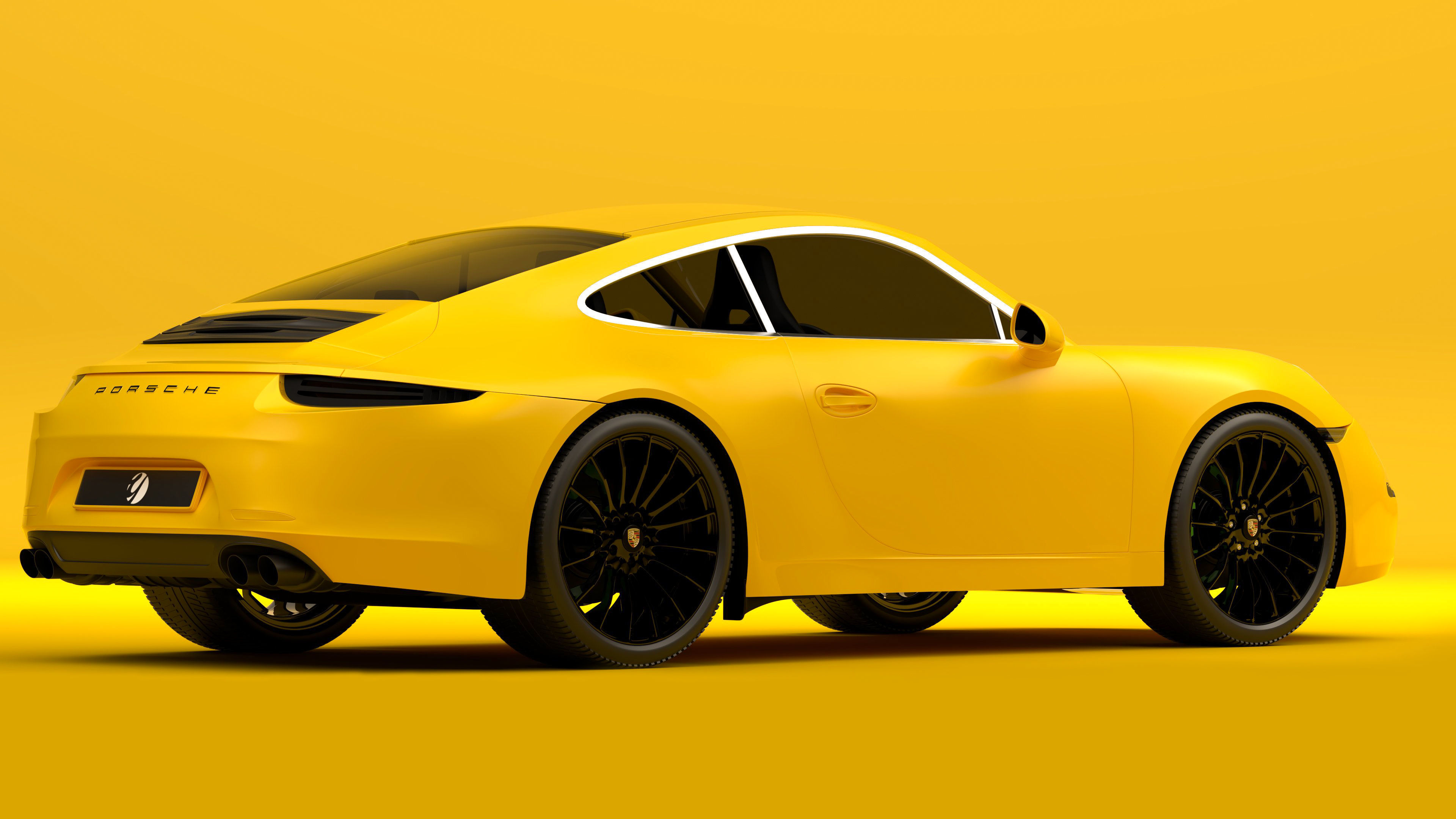 Porsche 911 Yellow 3D model_3
