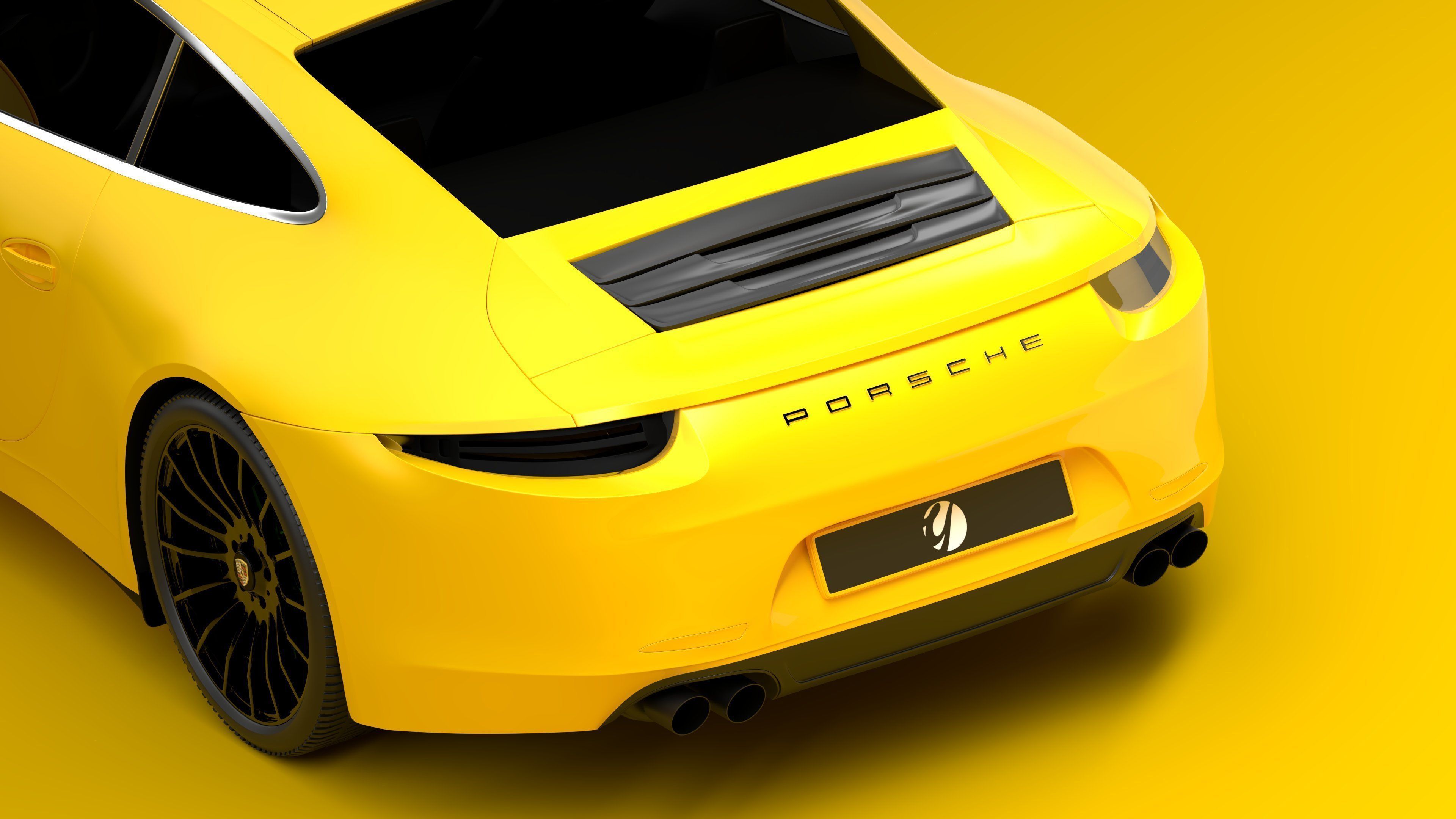 Porsche 911 Yellow 3D model_6