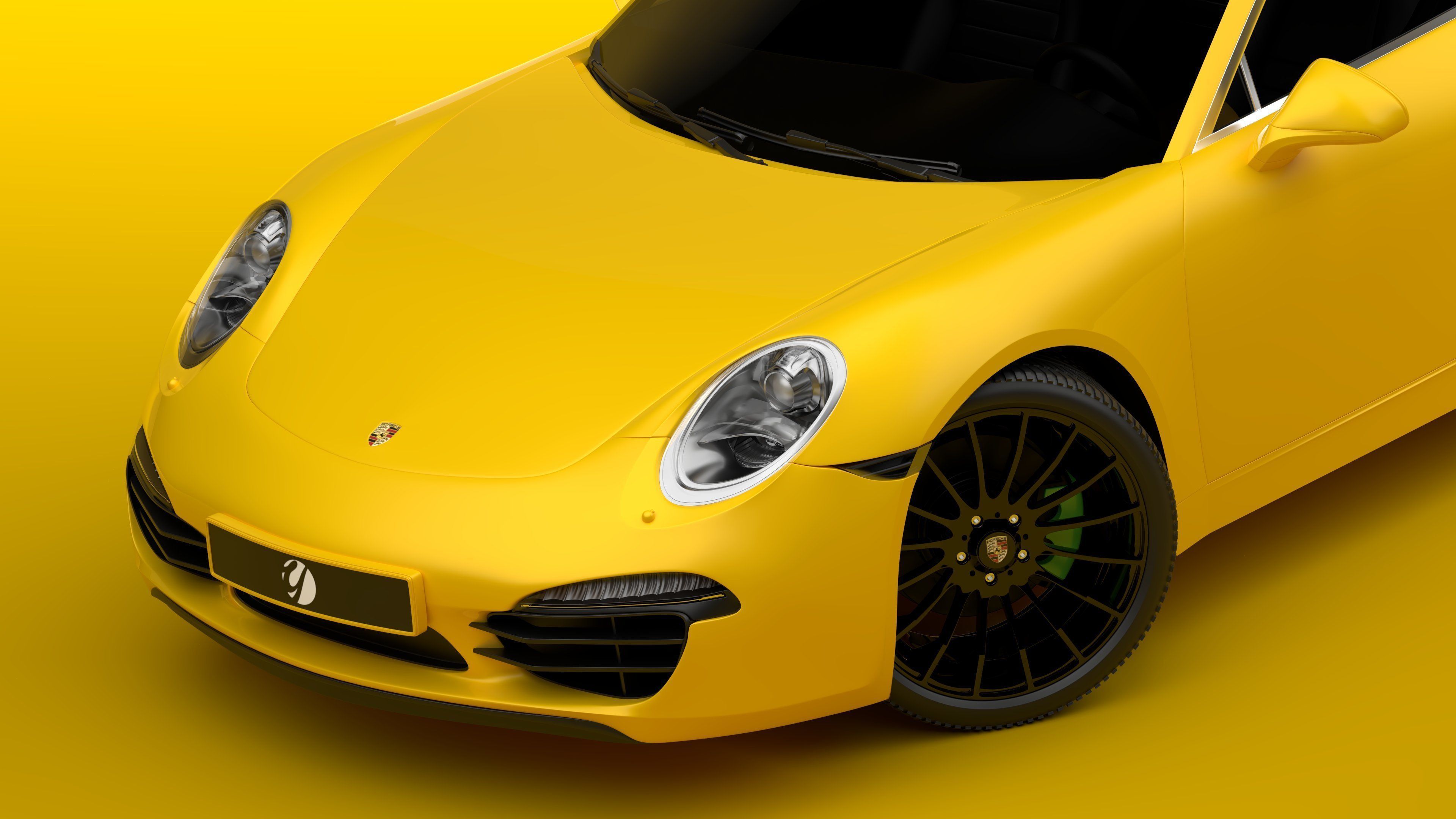 Porsche 911 Yellow 3D model_7