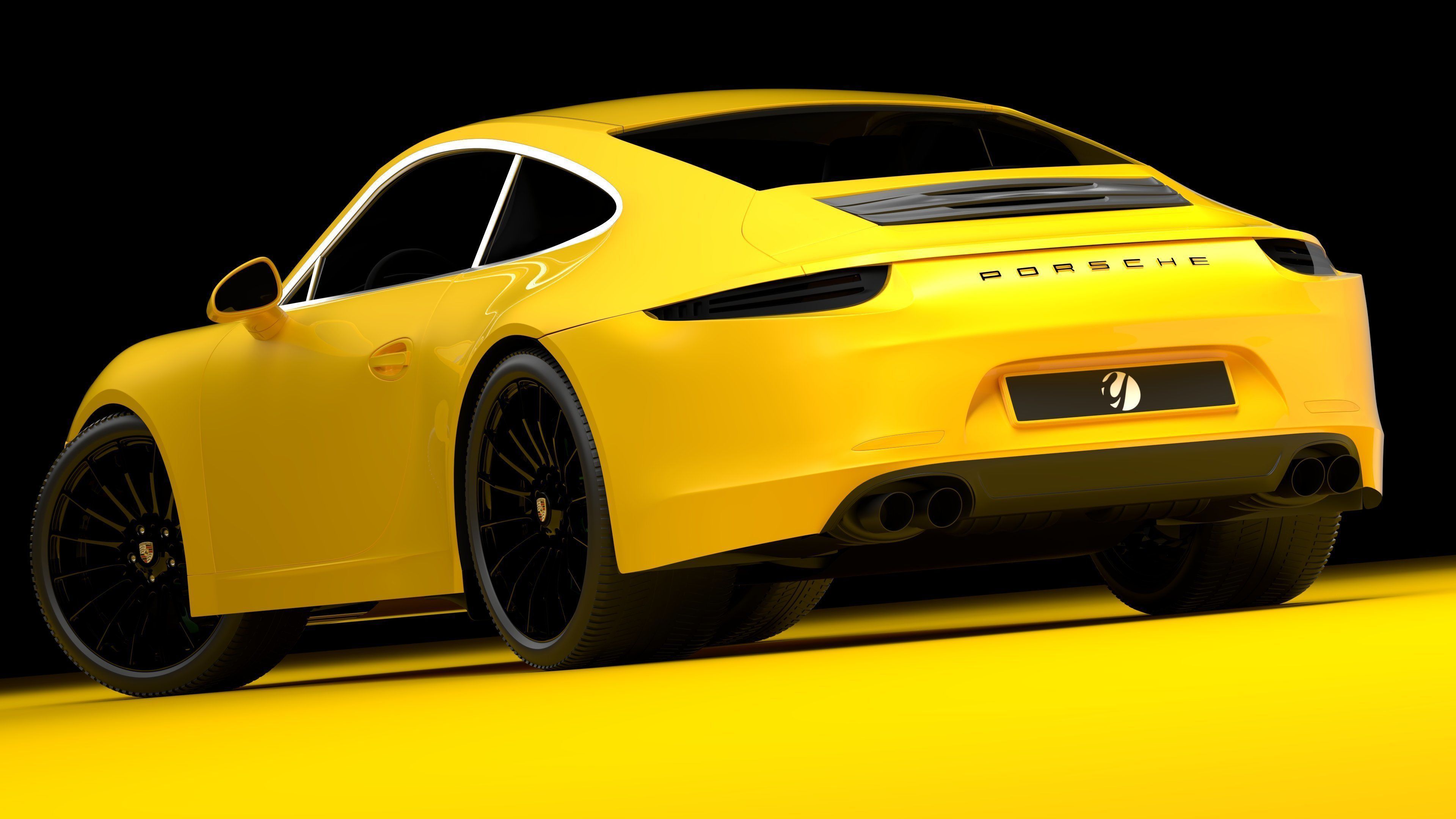 Porsche 911 Yellow 3D model_5