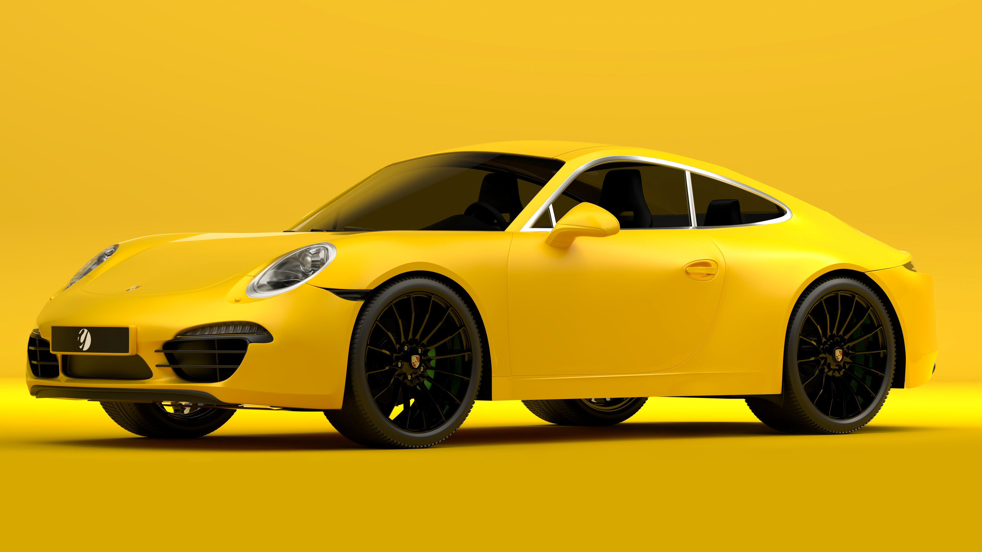 Porsche 911 Yellow 3D model_2