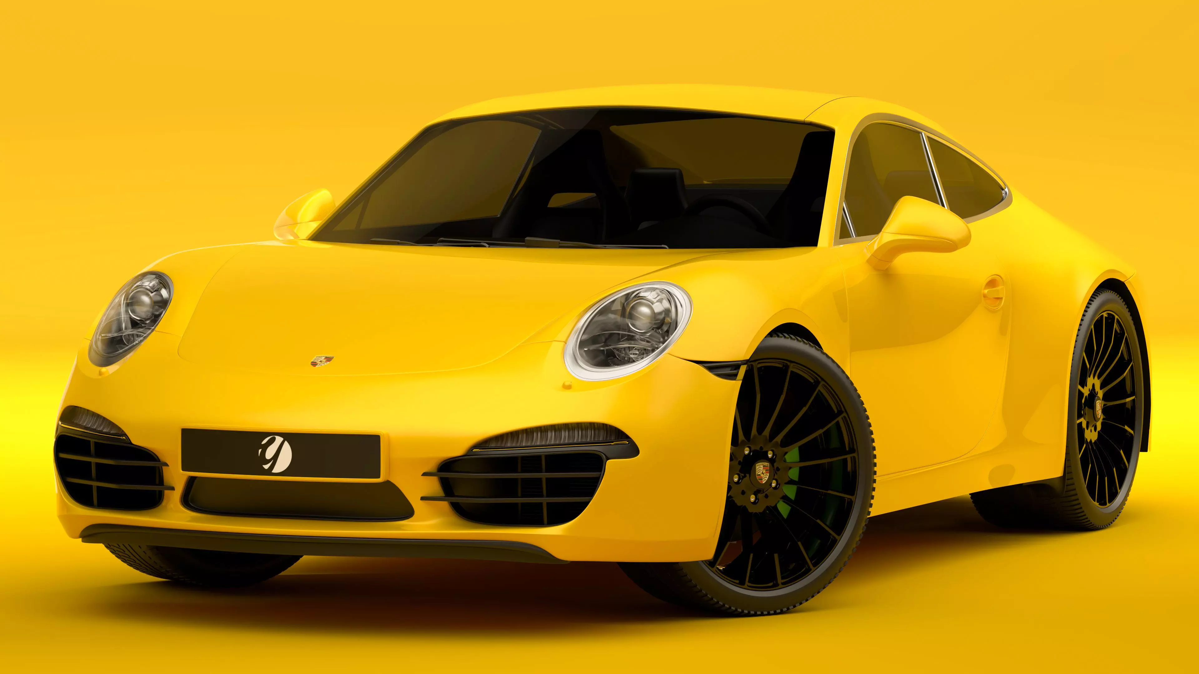 Porsche 911 Yellow 3D model_0