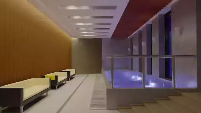 Indoor Pool Low-poly 3D model