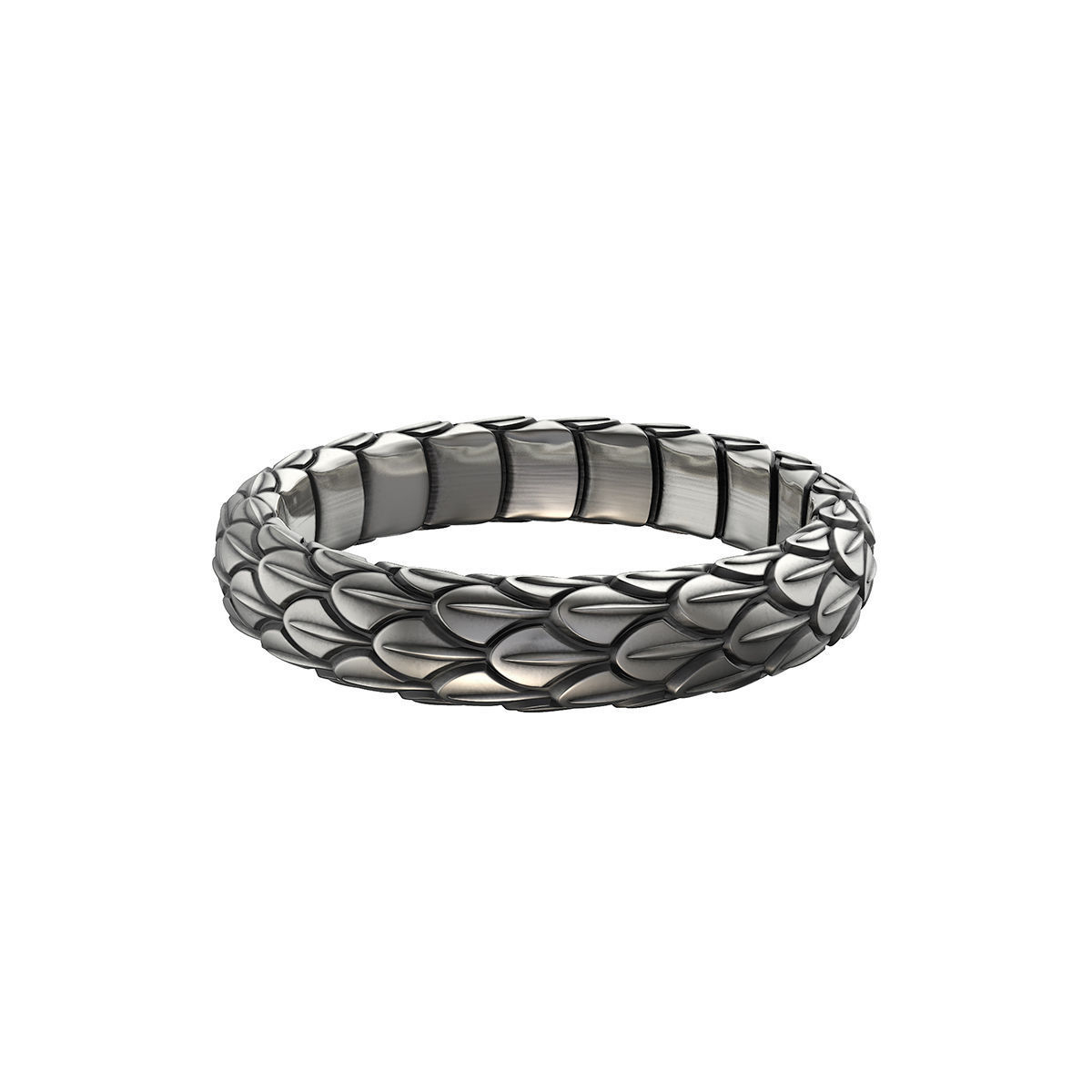 N024-02 Snake large texture ring 3D print model_1