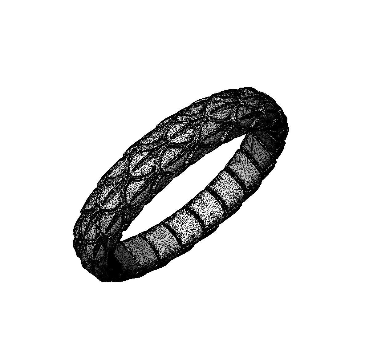 N024-02 Snake large texture ring 3D print model_5